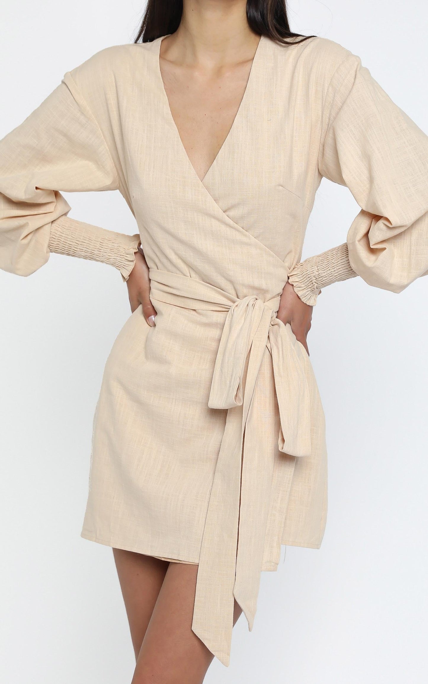 Lurice Dress in Beige Linen Look