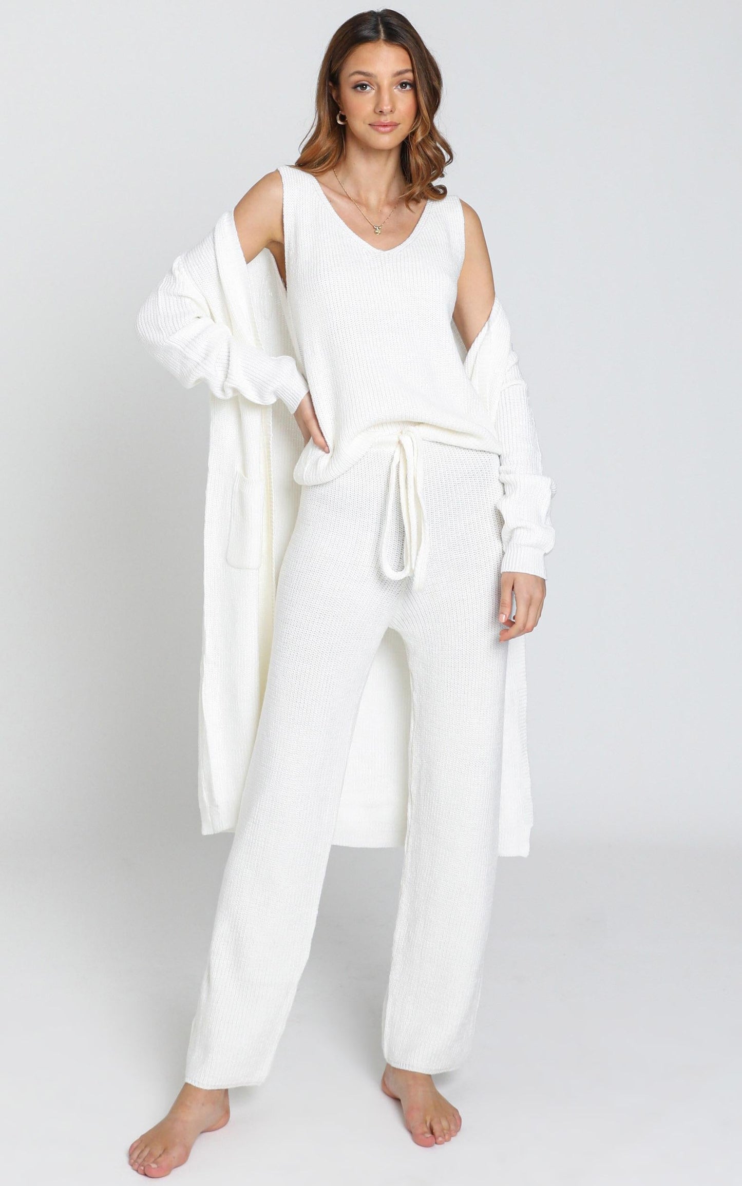 Luxe Lounge Knit Trouser in Cream