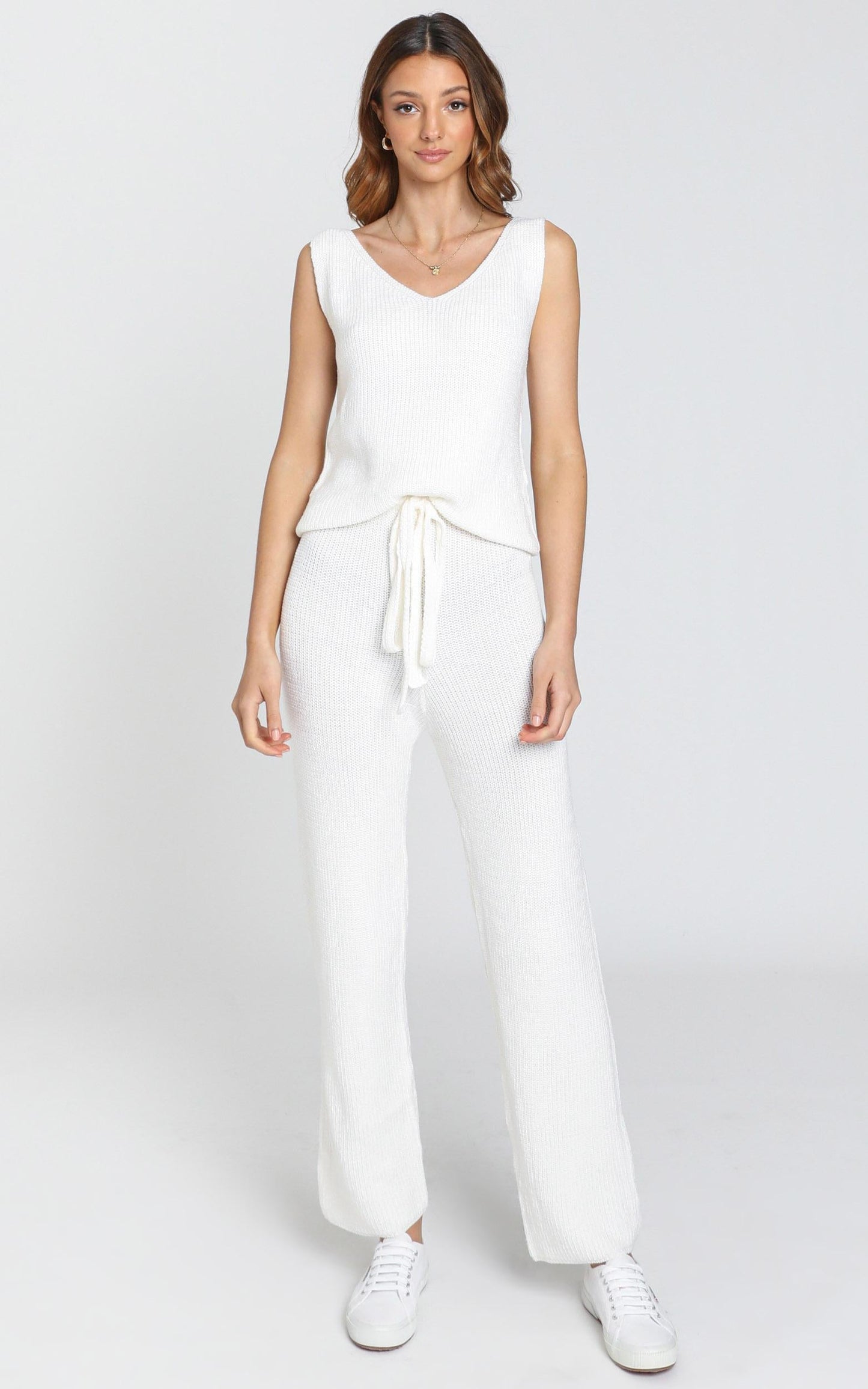 Luxe Lounge Knit Trouser in Cream