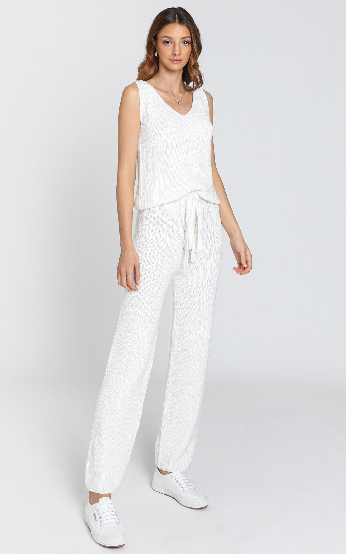 Luxe Lounge Knit Trouser in Cream