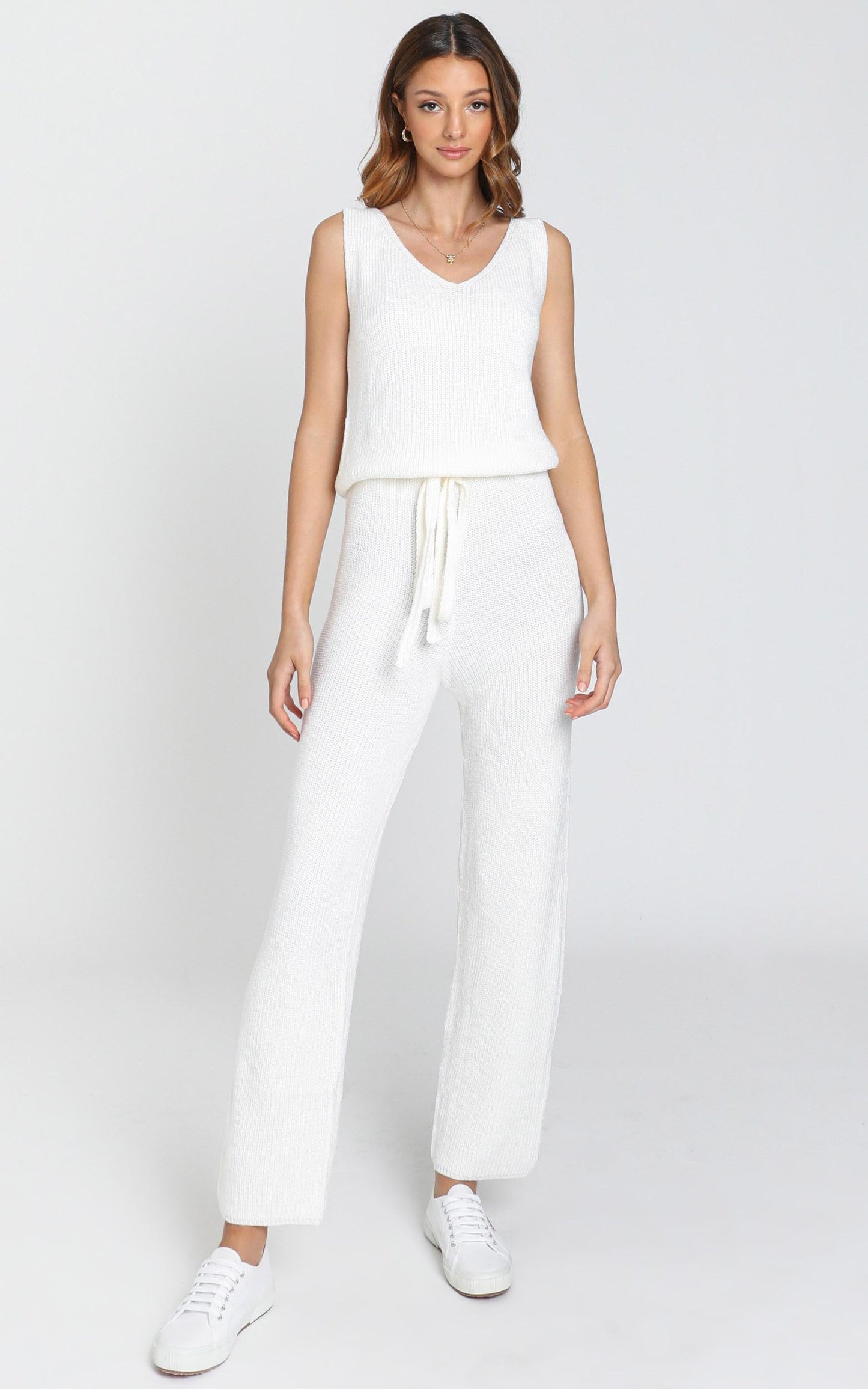 Luxe Lounge Knit Trouser in Cream