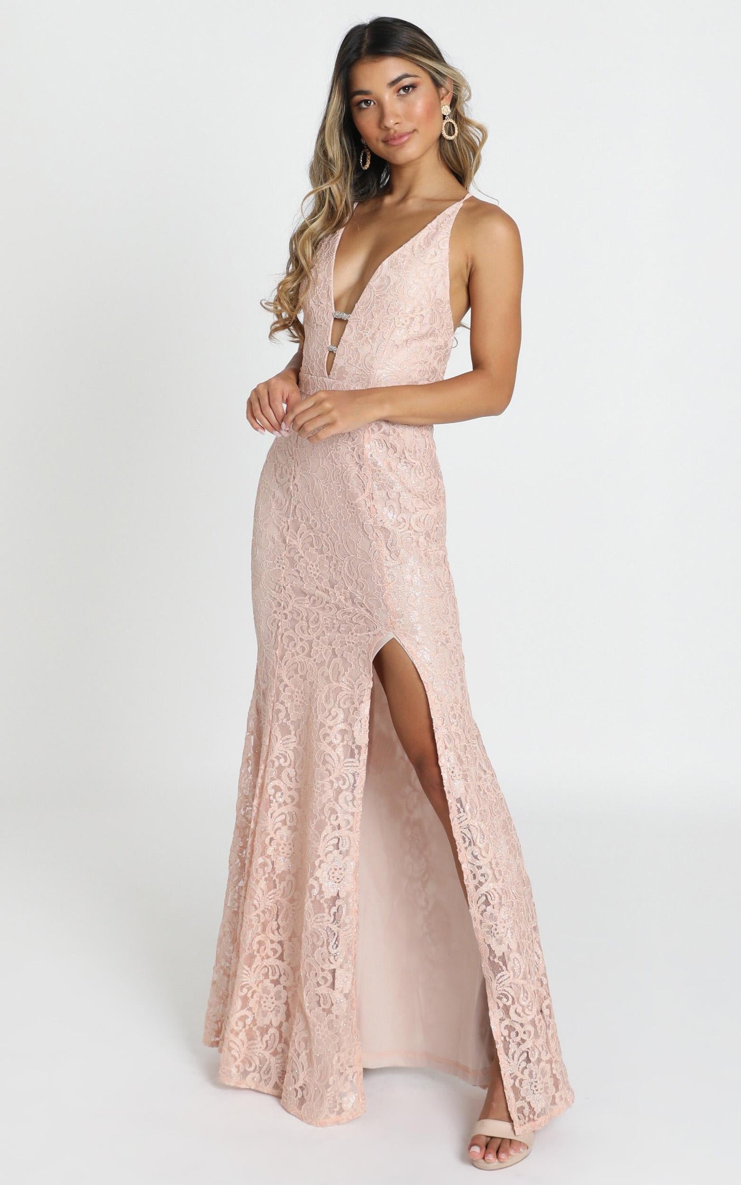 Madison maxi dress in blush sequin