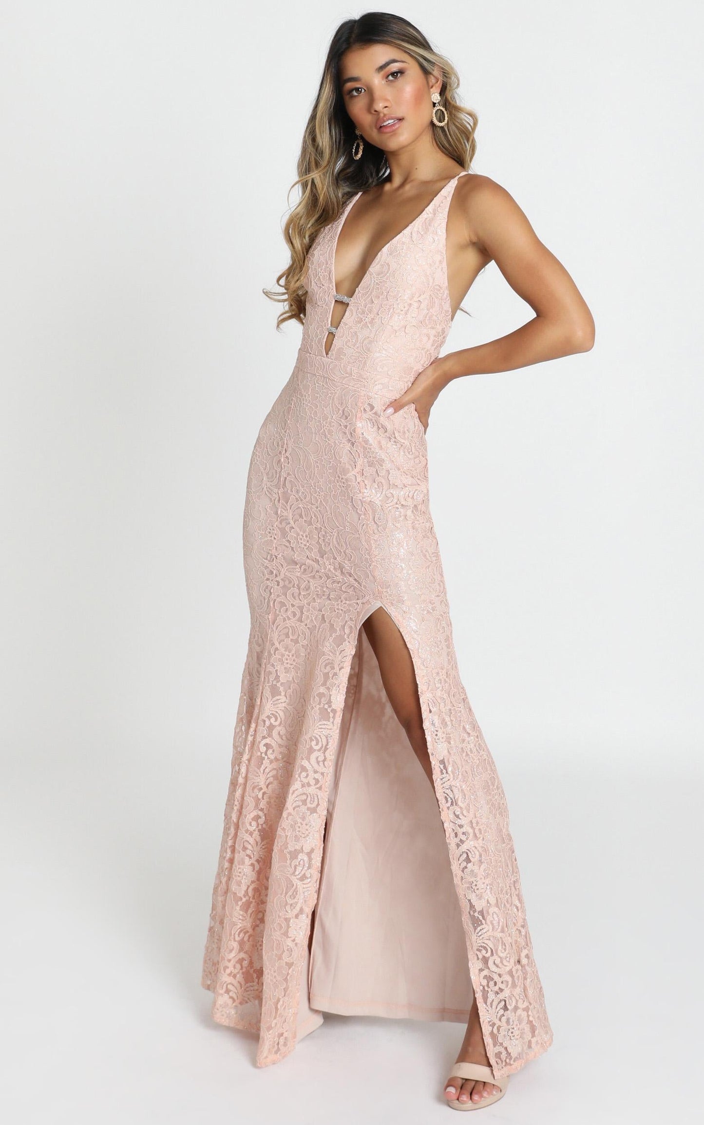 Madison maxi dress in blush sequin