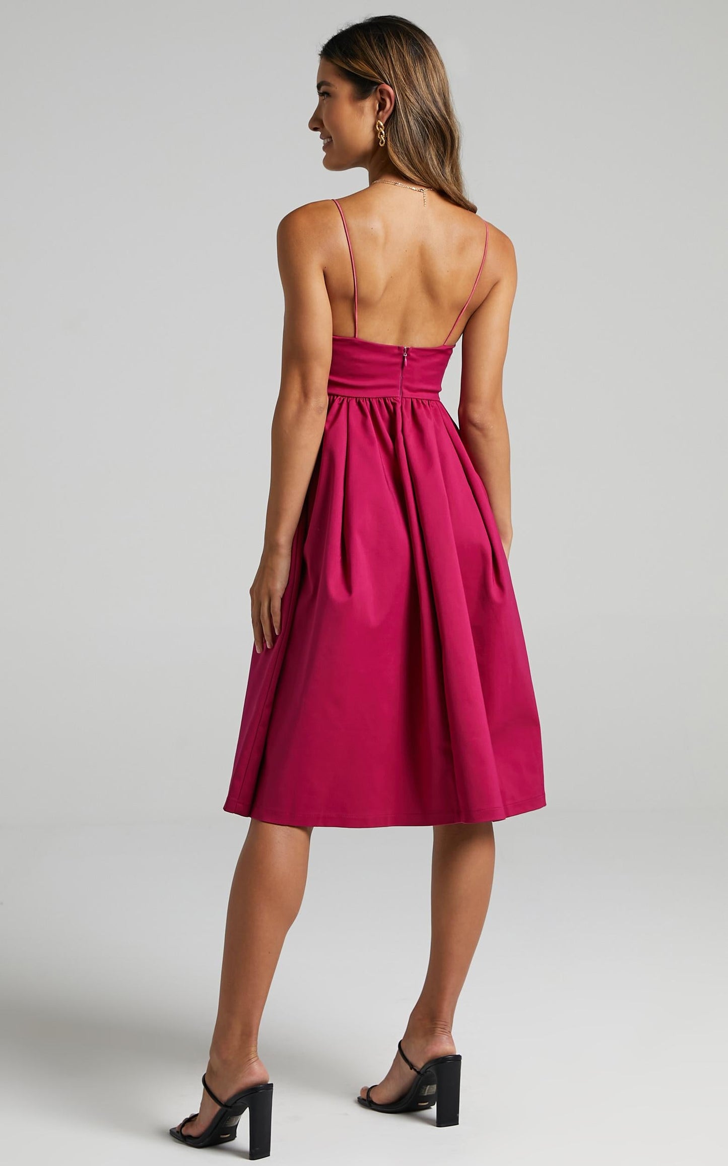 Wild Nights A-line Spaghetti Strap Dress in Magenta