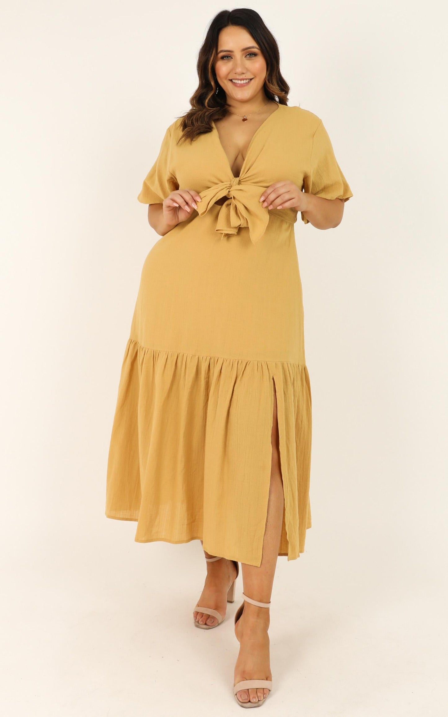Main Attraction Dress In Mustard