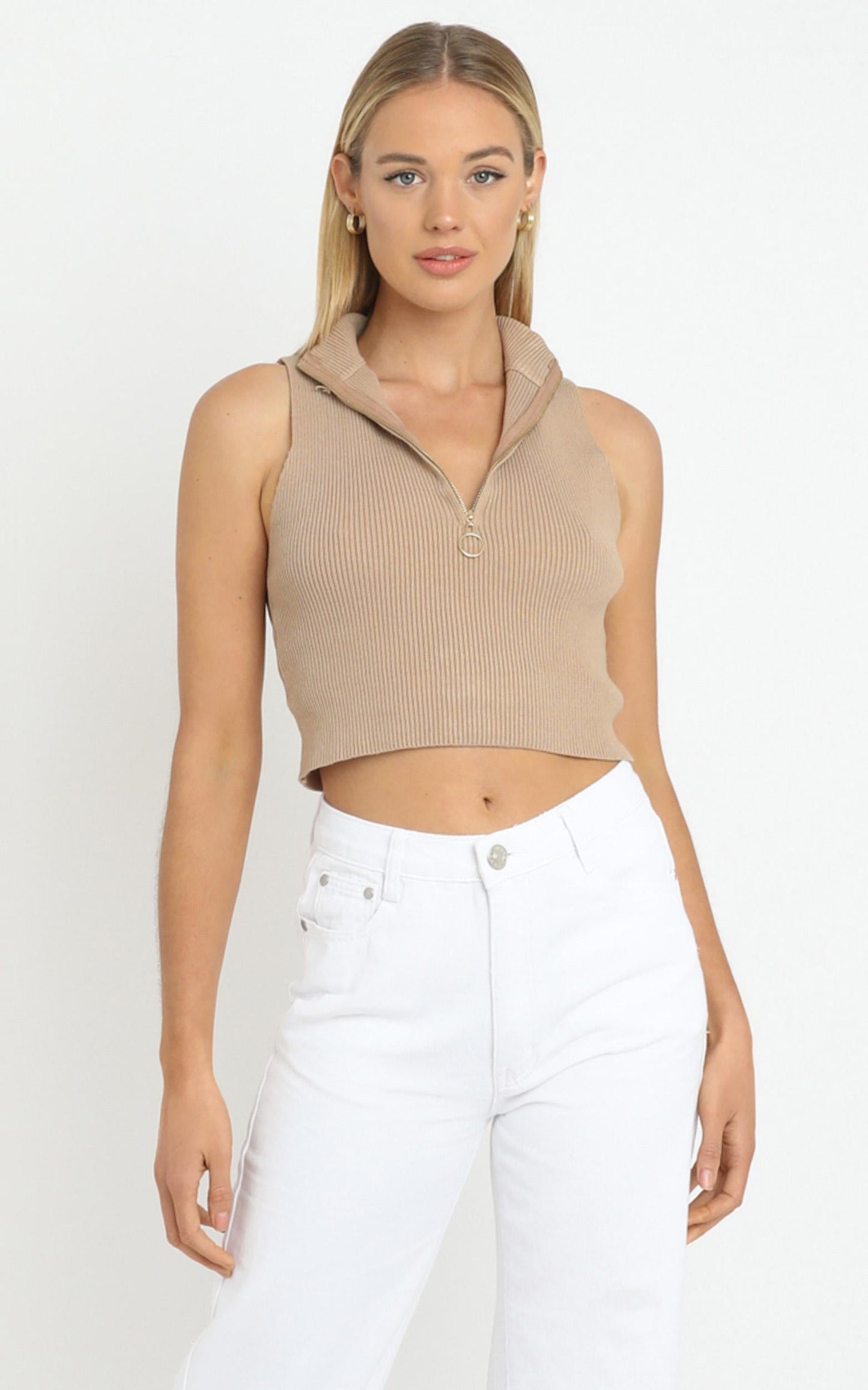 Cyril Knit Top in Tan
