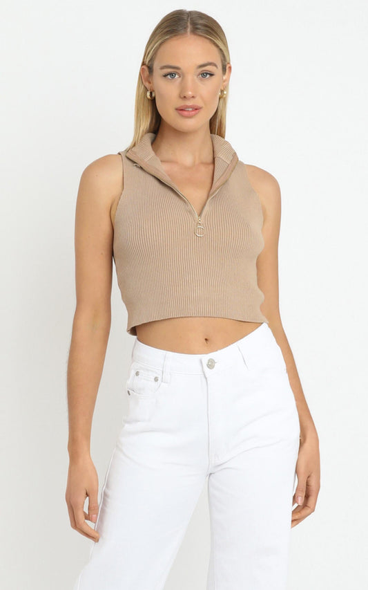 Cyril Knit Top in Tan