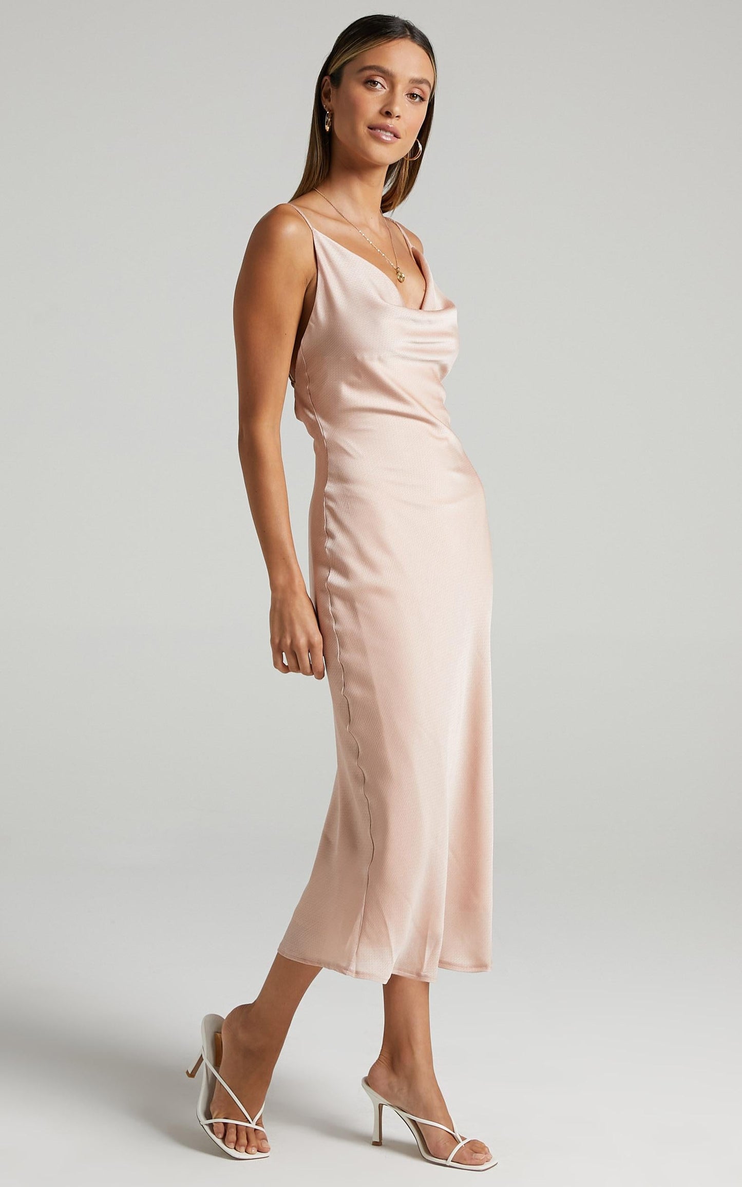 Malmuira Dress in Champagne Satin