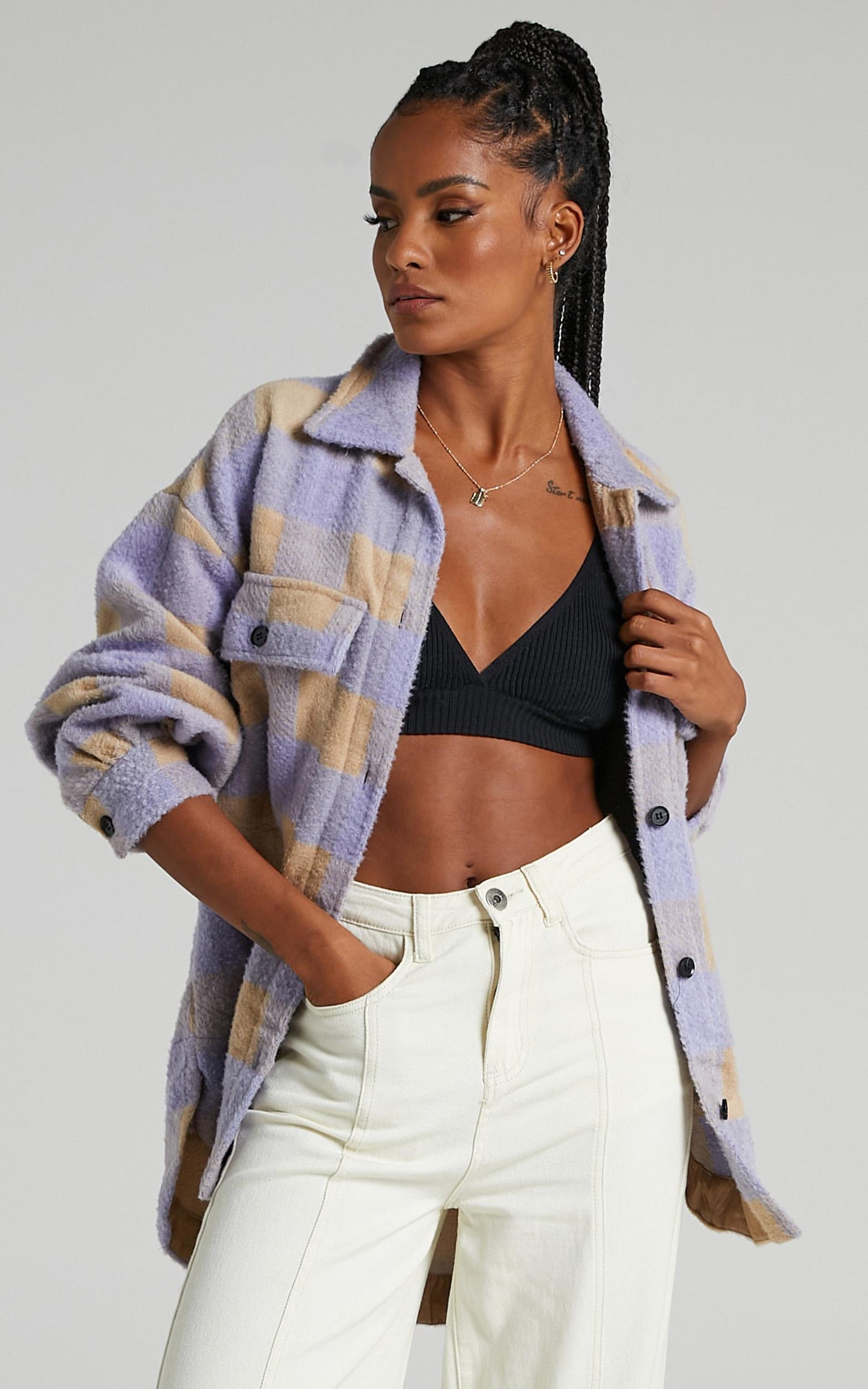 Manhatten Shacket in Blue Check