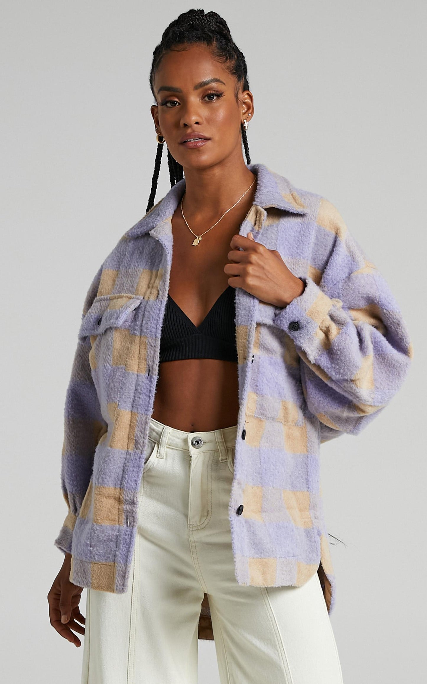 Manhatten Shacket in Blue Check