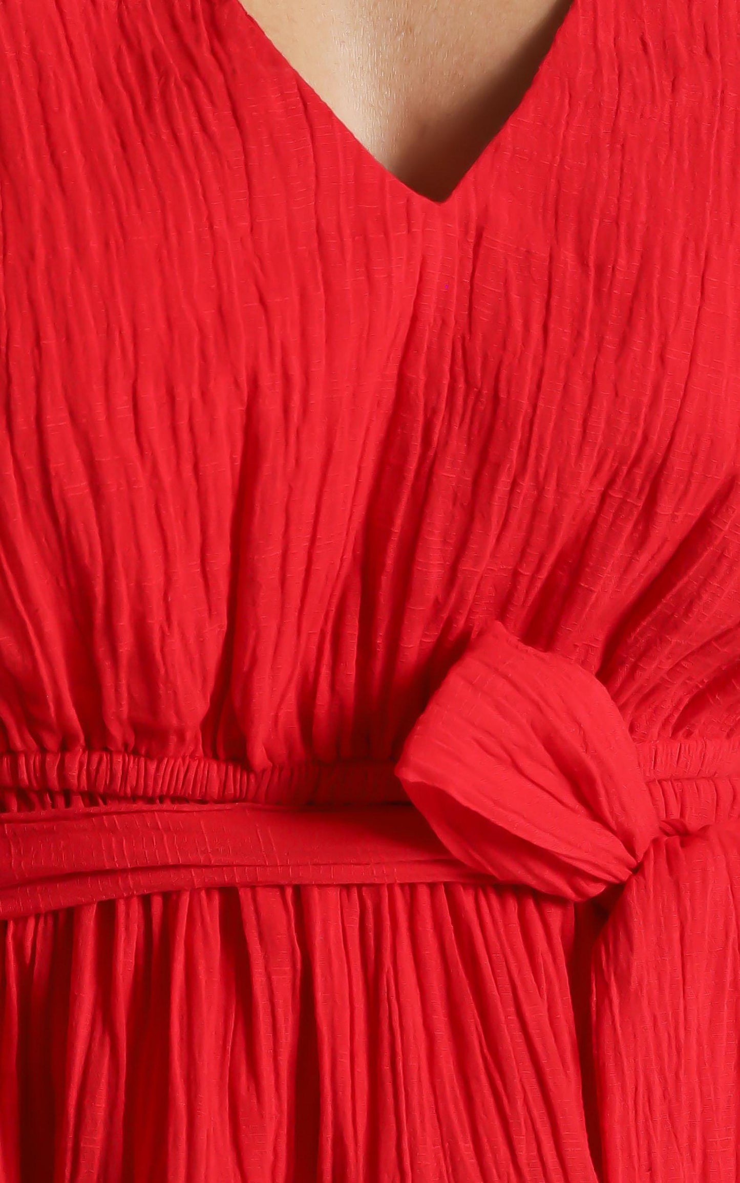 Meet Me In The Sun Mini Dress - Tie Waist Tiered Dress in Red