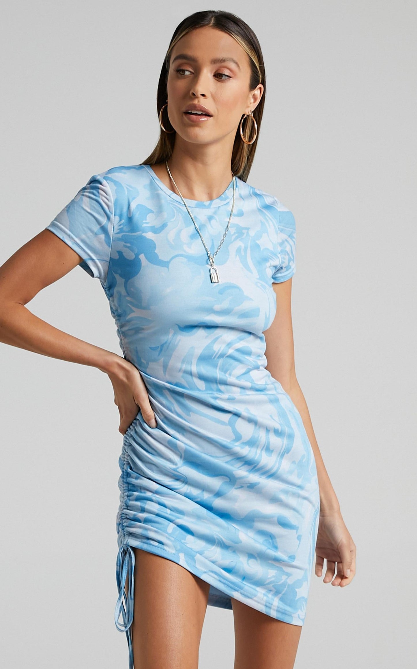 Braith Dress in Blue Marble