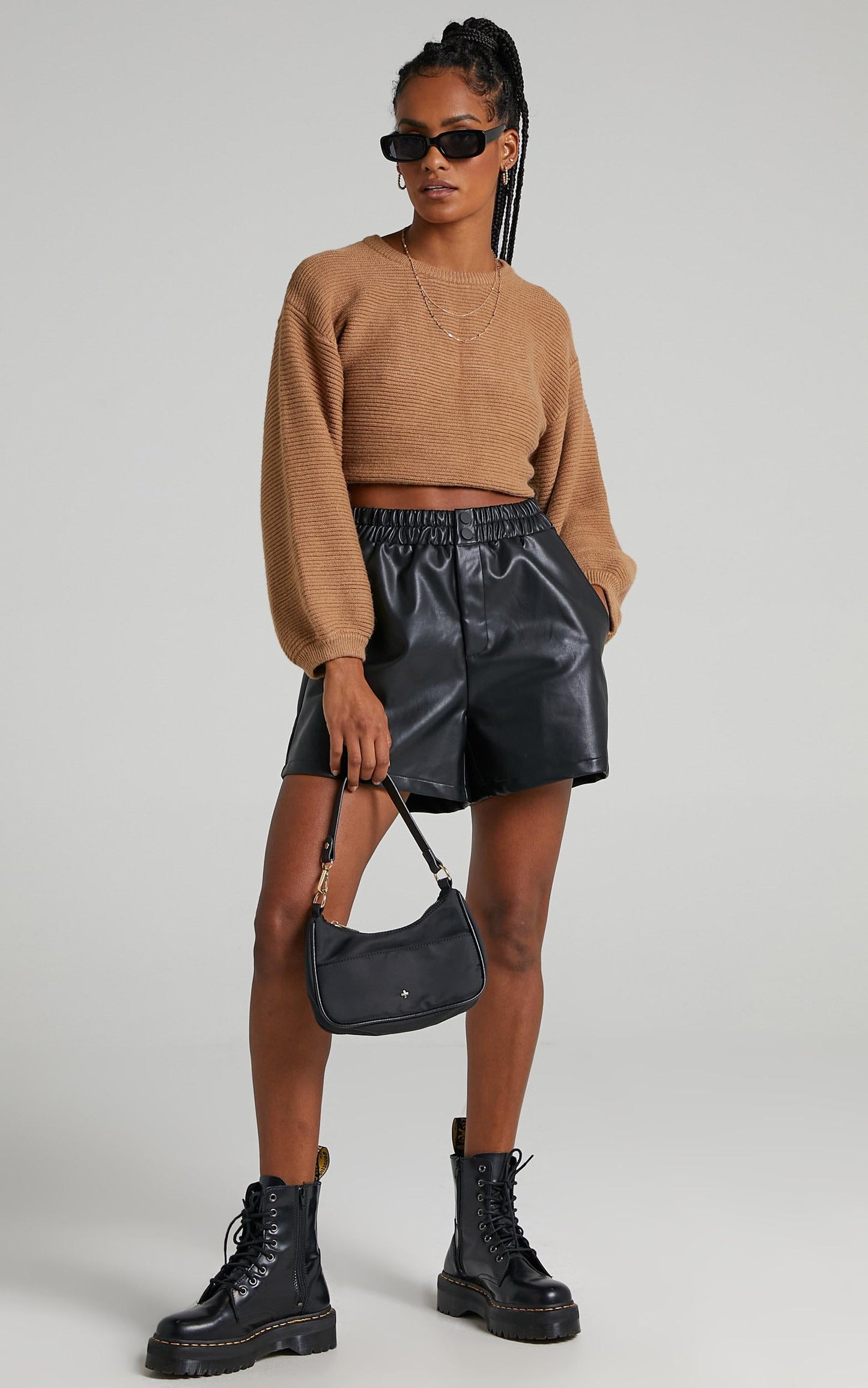 Mia Shorts in Black Leatherette