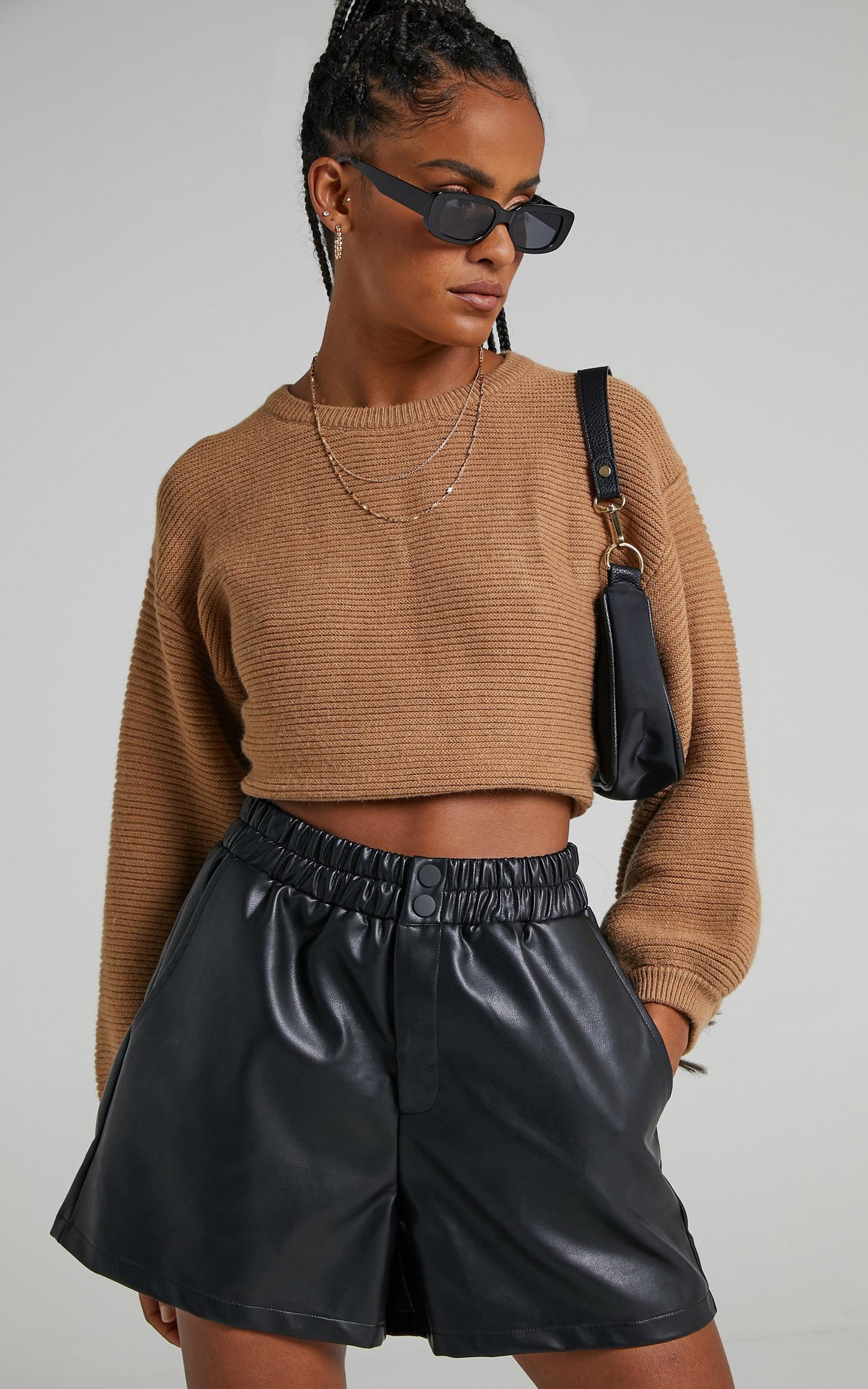 Mia Shorts in Black Leatherette
