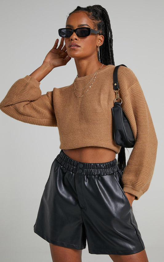 Mia Shorts in Black Leatherette