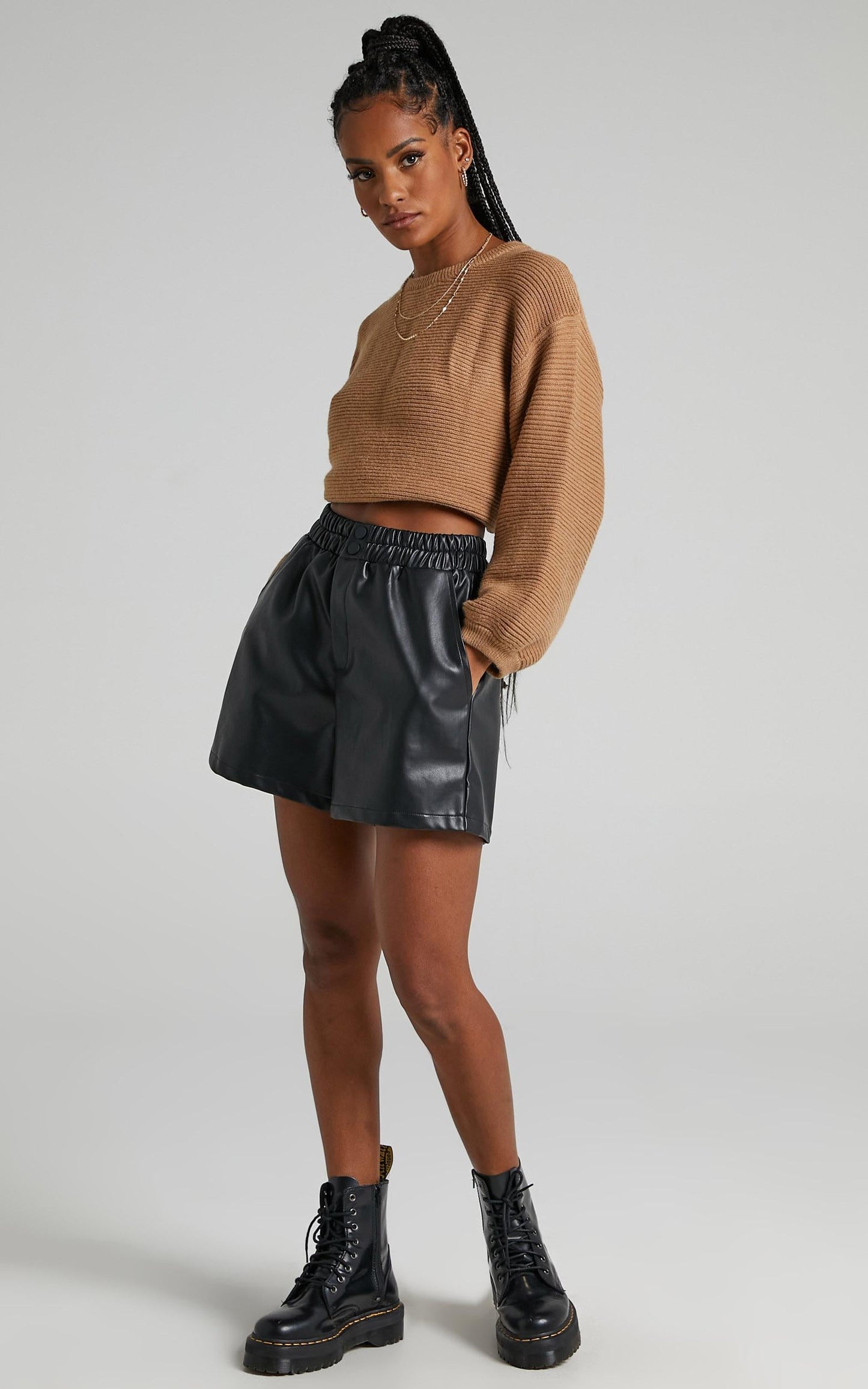 Mia Shorts in Black Leatherette