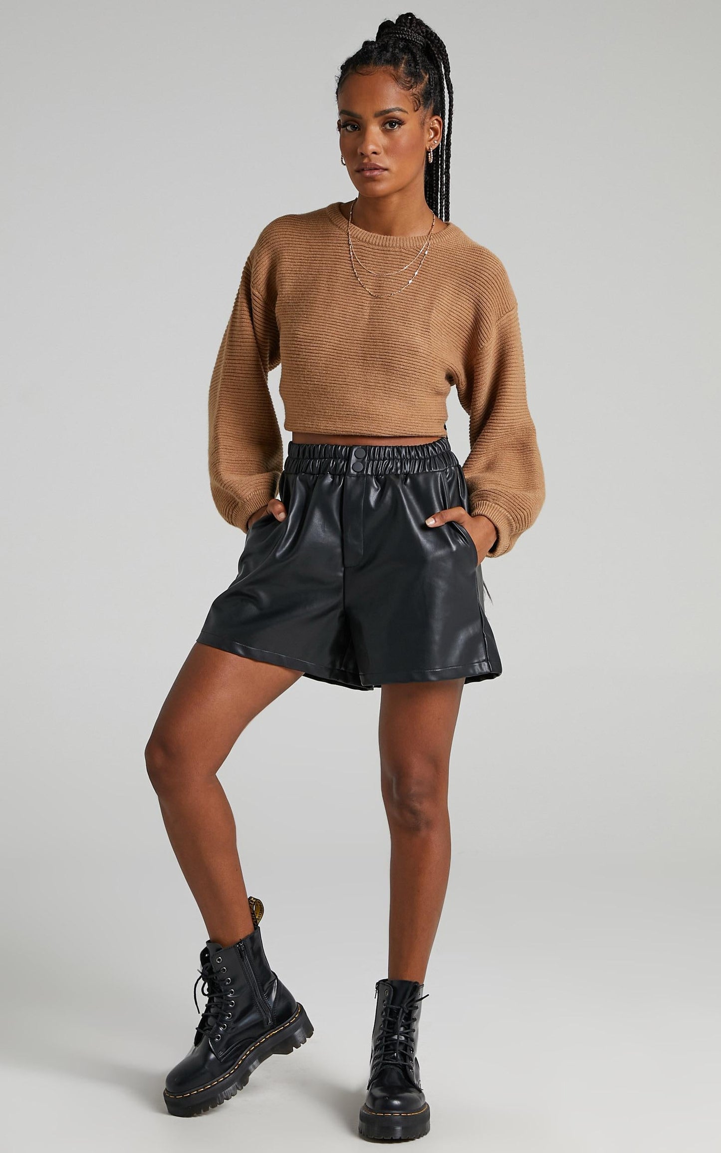 Mia Shorts in Black Leatherette