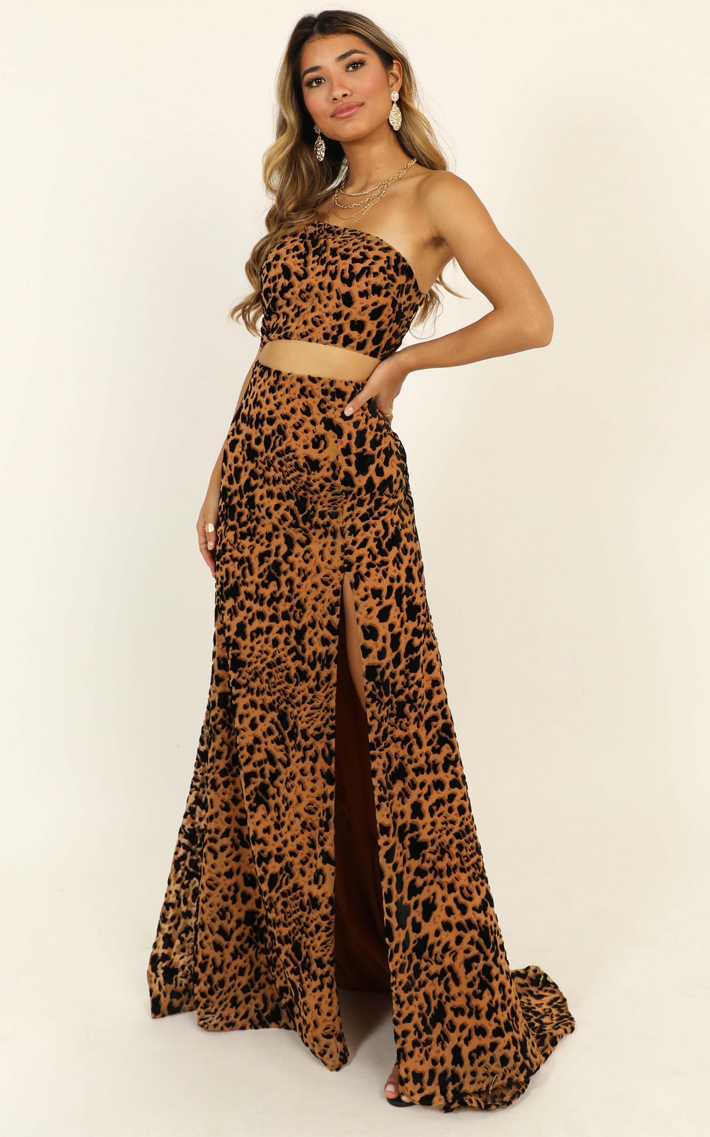 Midnight Dancer Maxi Dress In Leopard Print