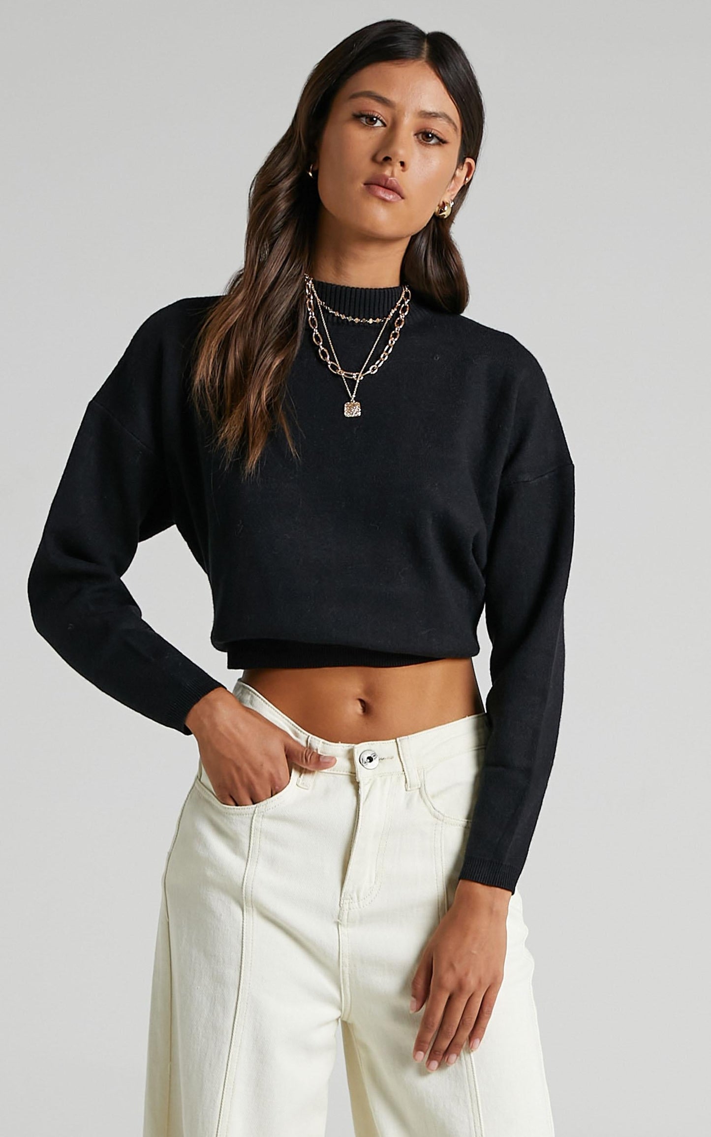 Midnight Glow Knit Jumper in Black