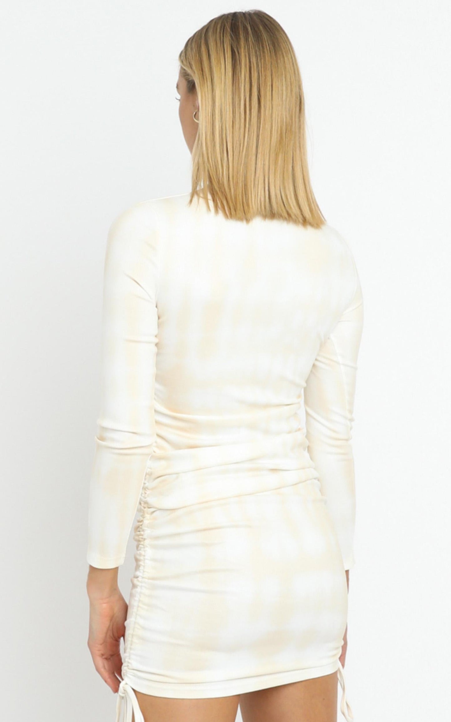 Lioness - Military Minds Long Sleeve Dress in Ecru Tie Dye