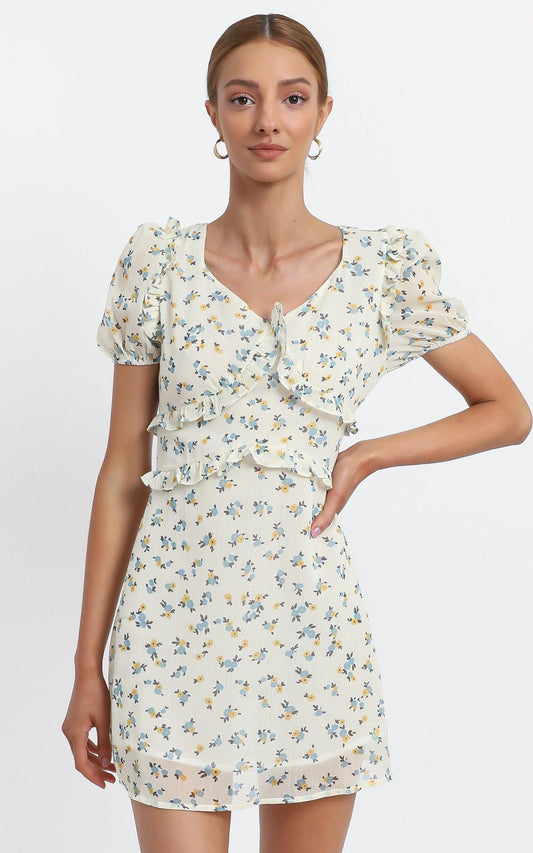 Millar Dress in Cream Floral