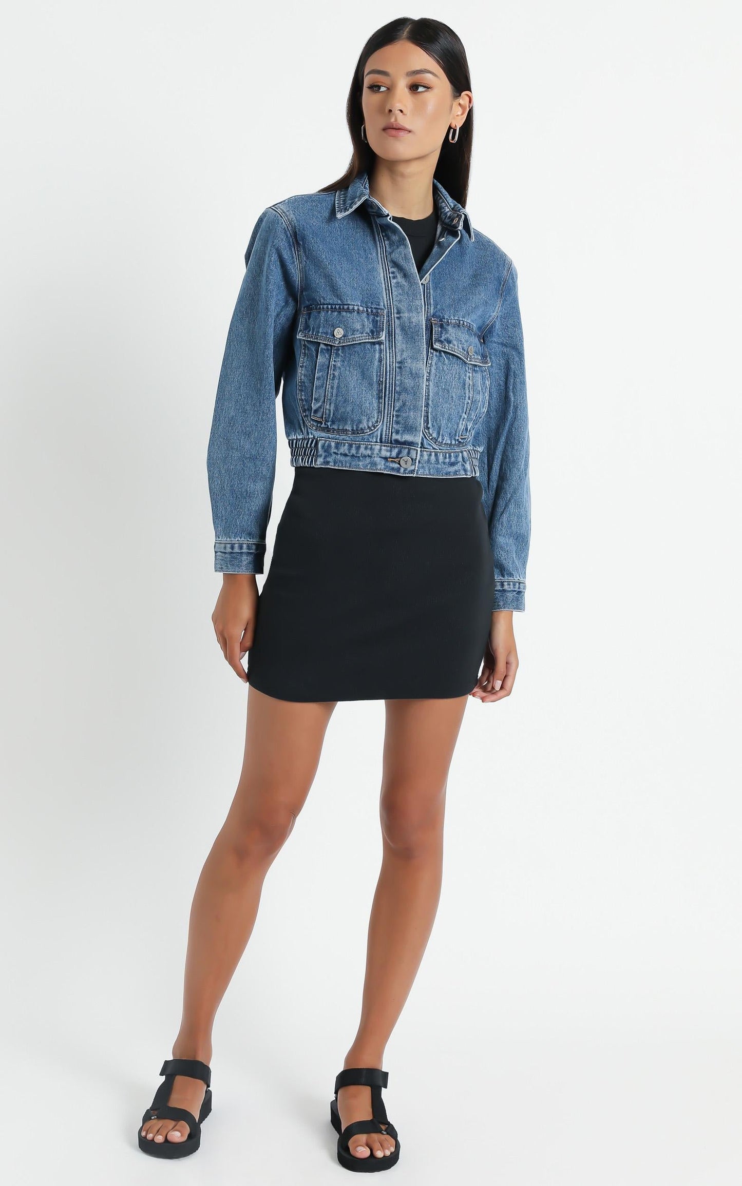 Abrand - A Millie Denim Jacket in Austin Blue