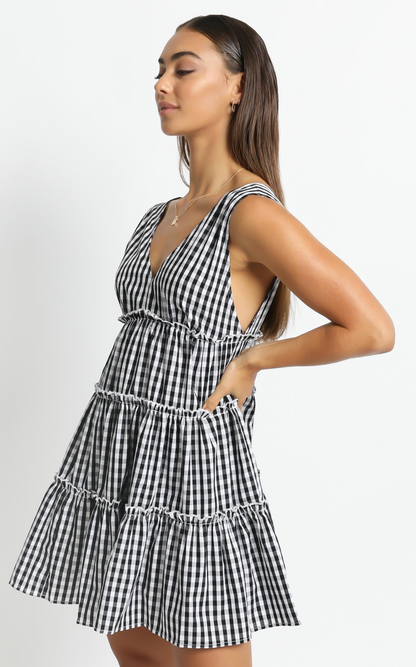 Millie Dress in Black Gingham Check