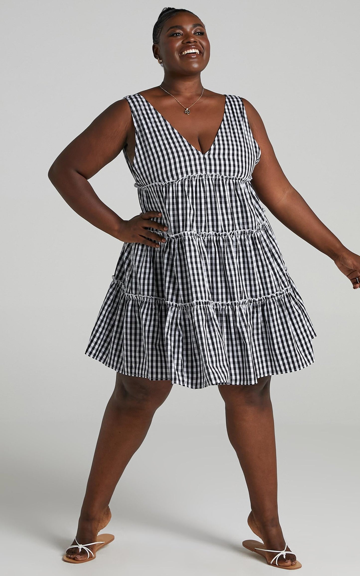 Millie Dress in Black Gingham Check