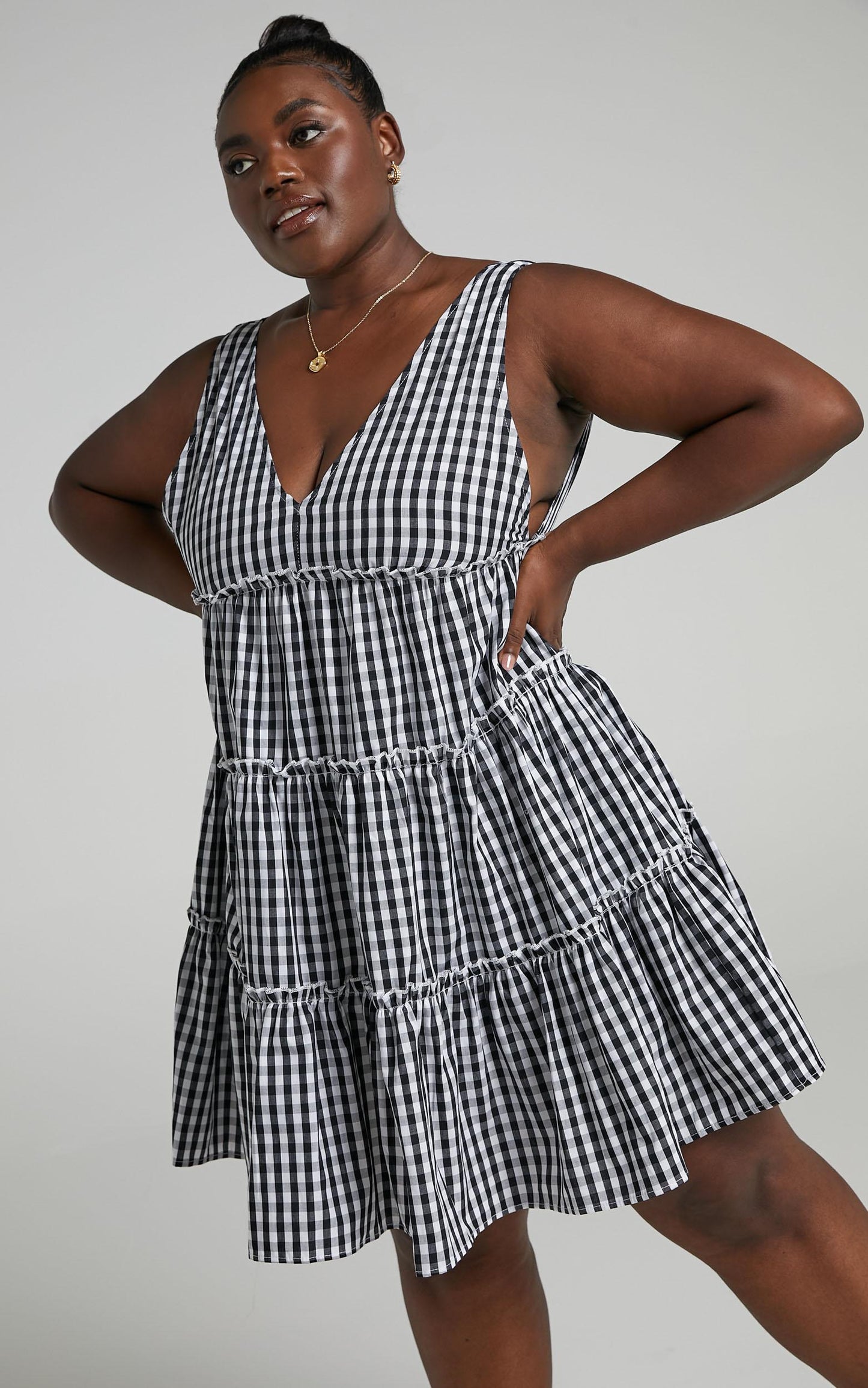 Millie Dress in Black Gingham Check