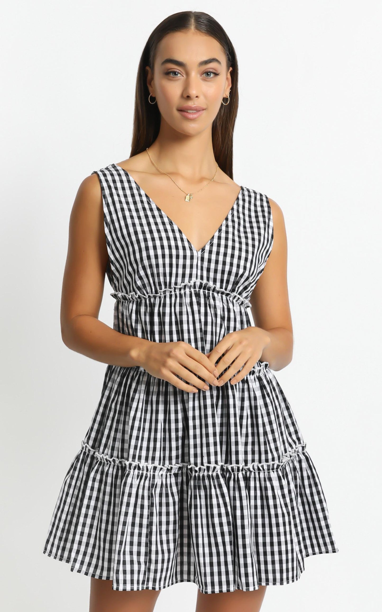 Millie Dress in Black Gingham Check