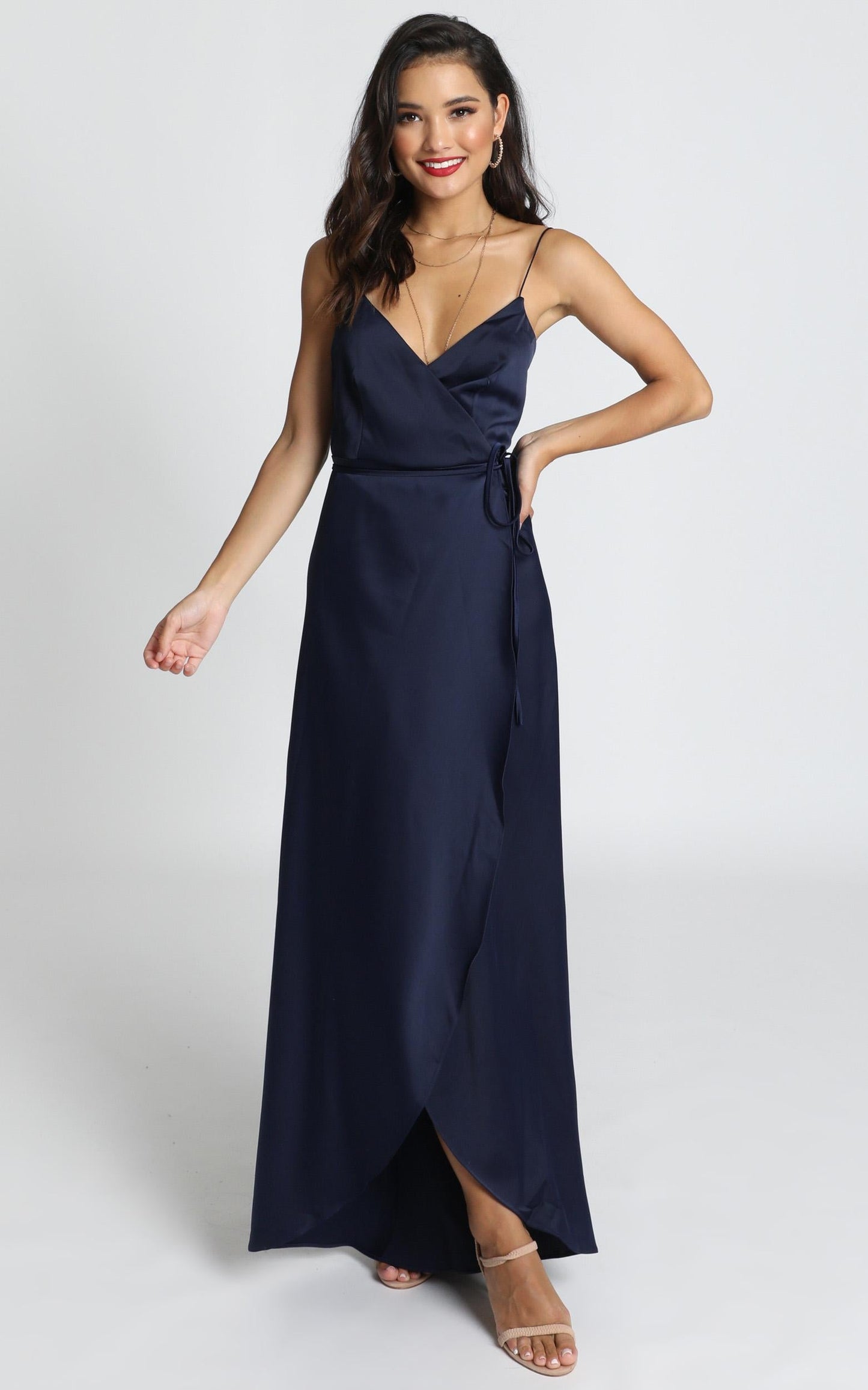 Mine Would Be You Dress in Navy Satin
