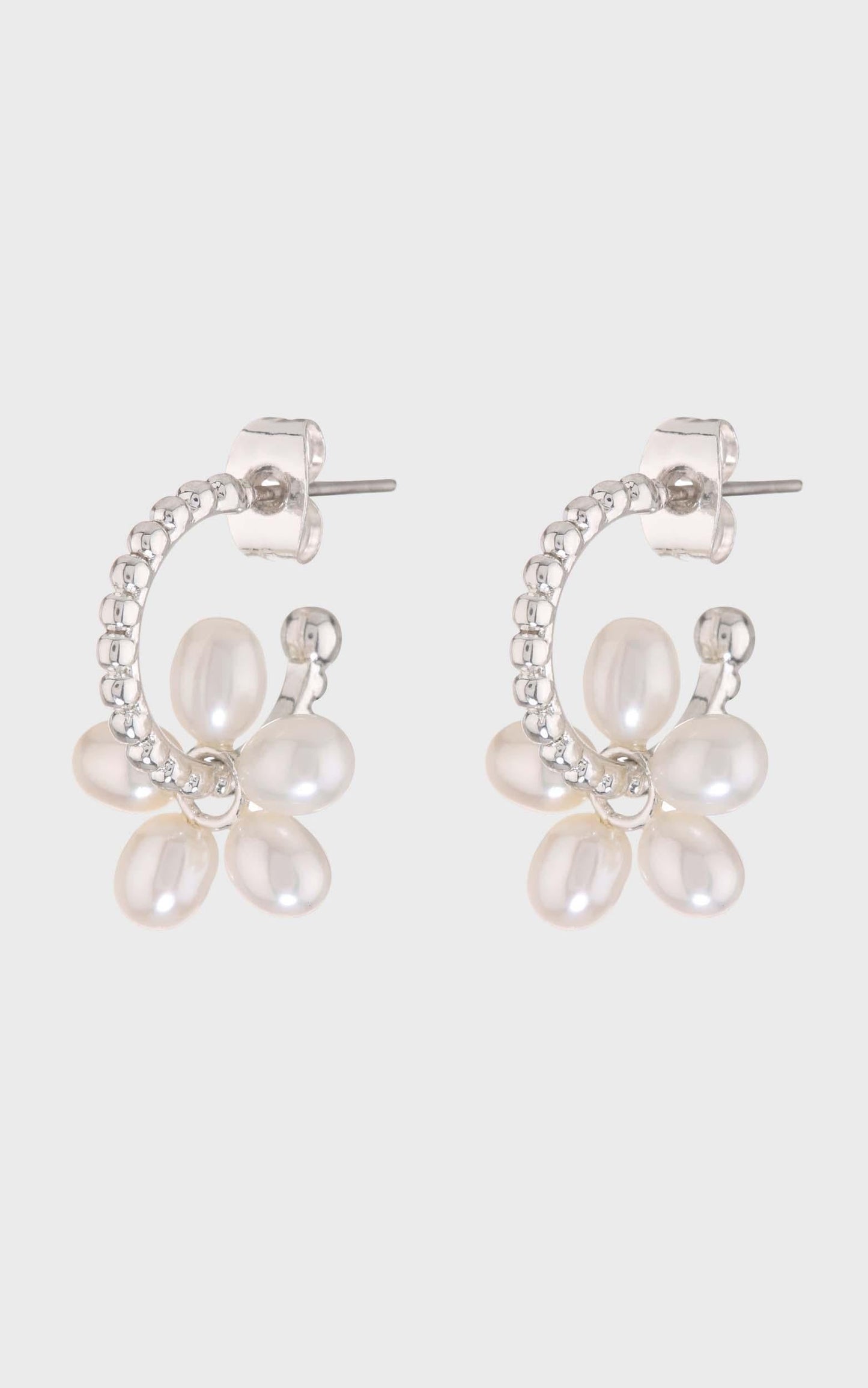 Luv AJ - Mini Pearl Washer Huggies in Silver