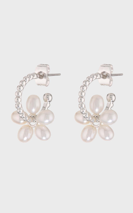 Luv AJ - Mini Pearl Washer Huggies in Silver