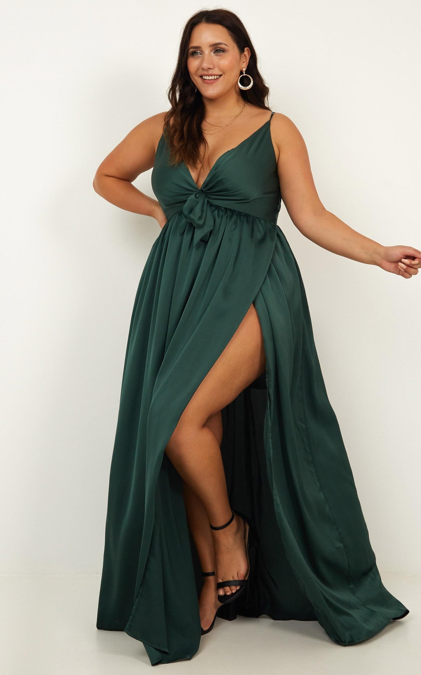 Miracle Worker Dress in Emerald Satin