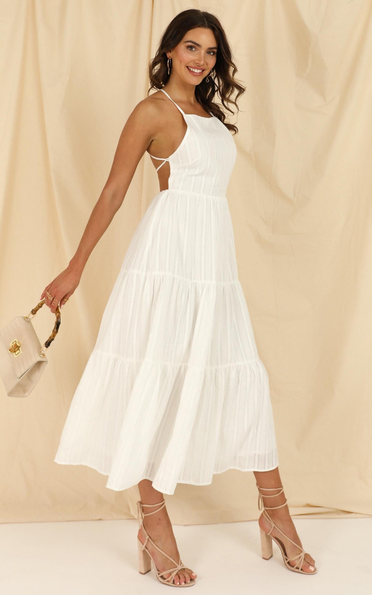 Missing Pieces Dress In White