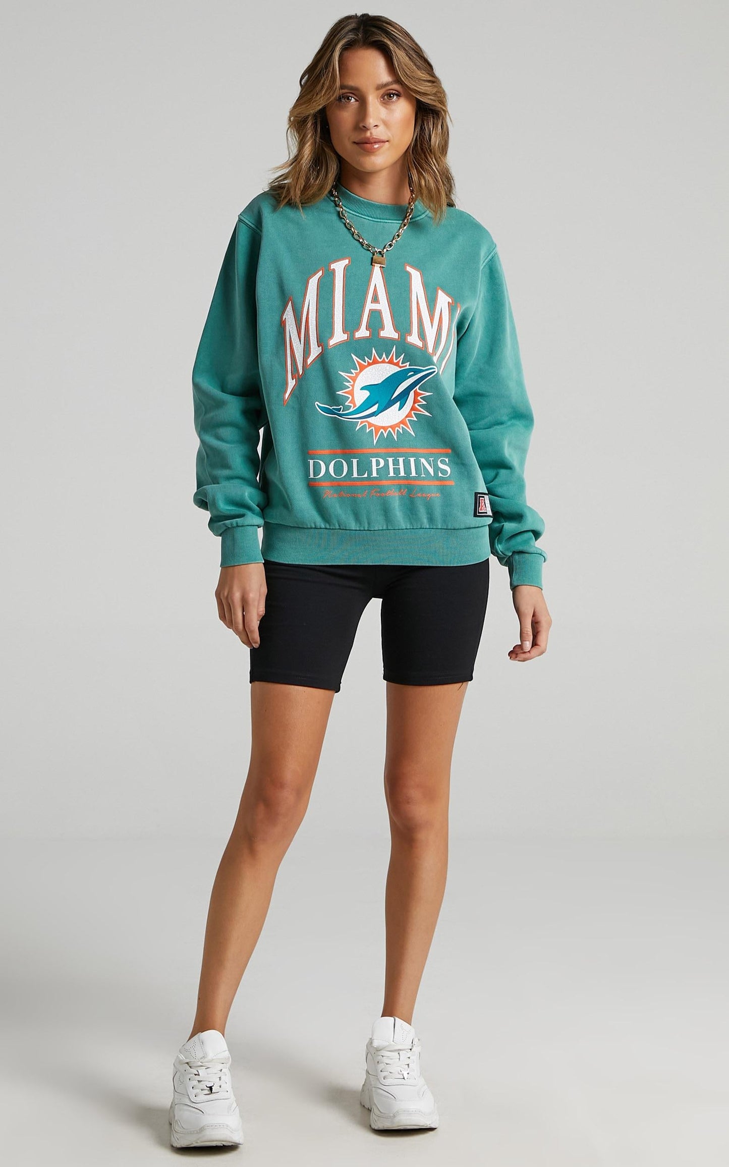 Majestic - WMS Vintage NFL Arch Crew Dolphin in Teal