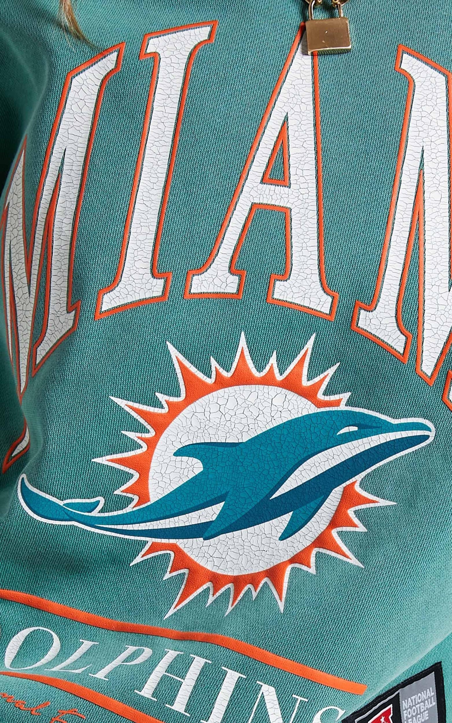 Majestic - WMS Vintage NFL Arch Crew Dolphin in Teal