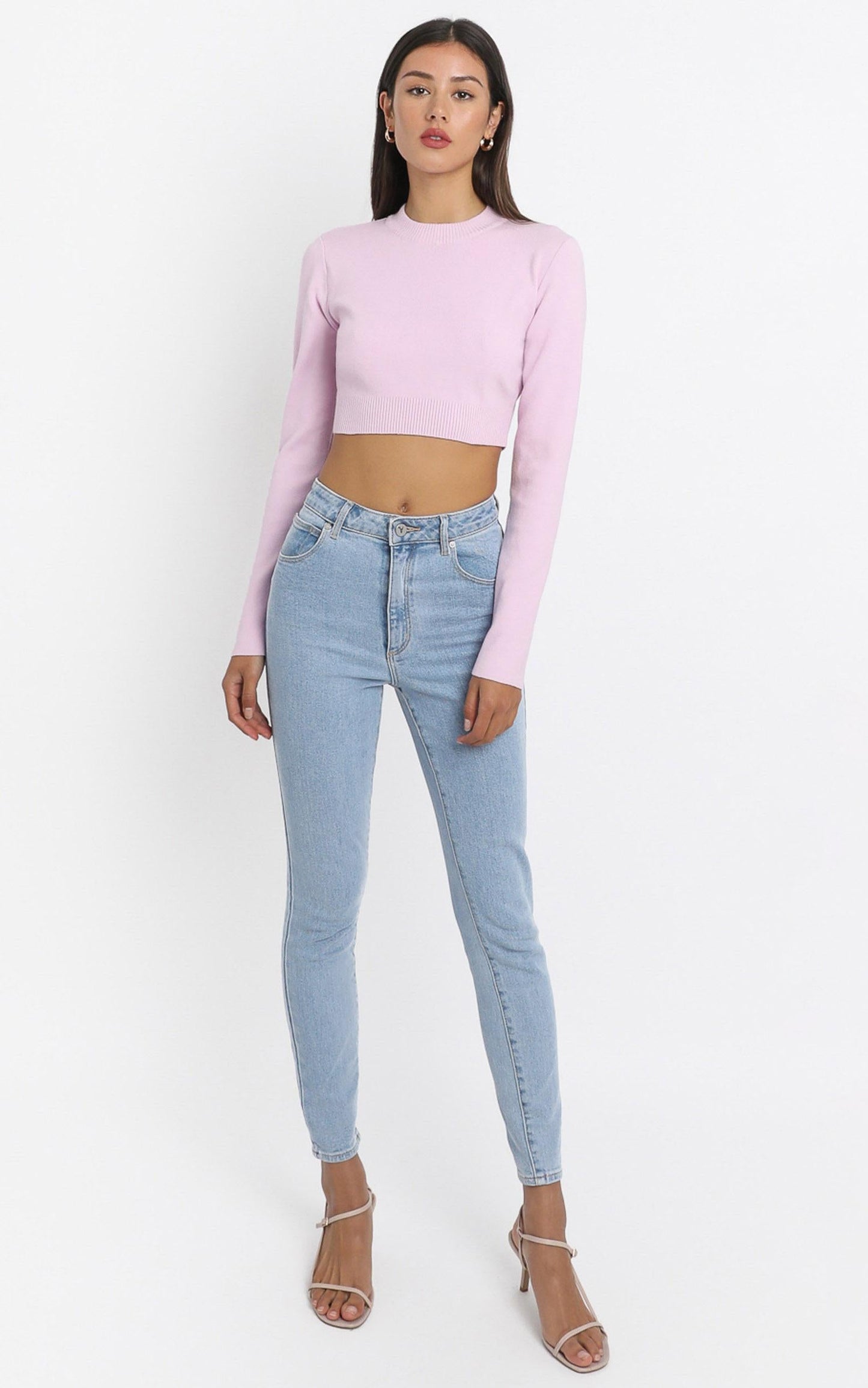 Model Off Duty Knit Top in Pink