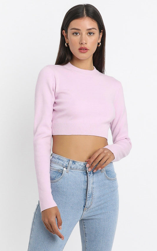 Model Off Duty Knit Top in Pink