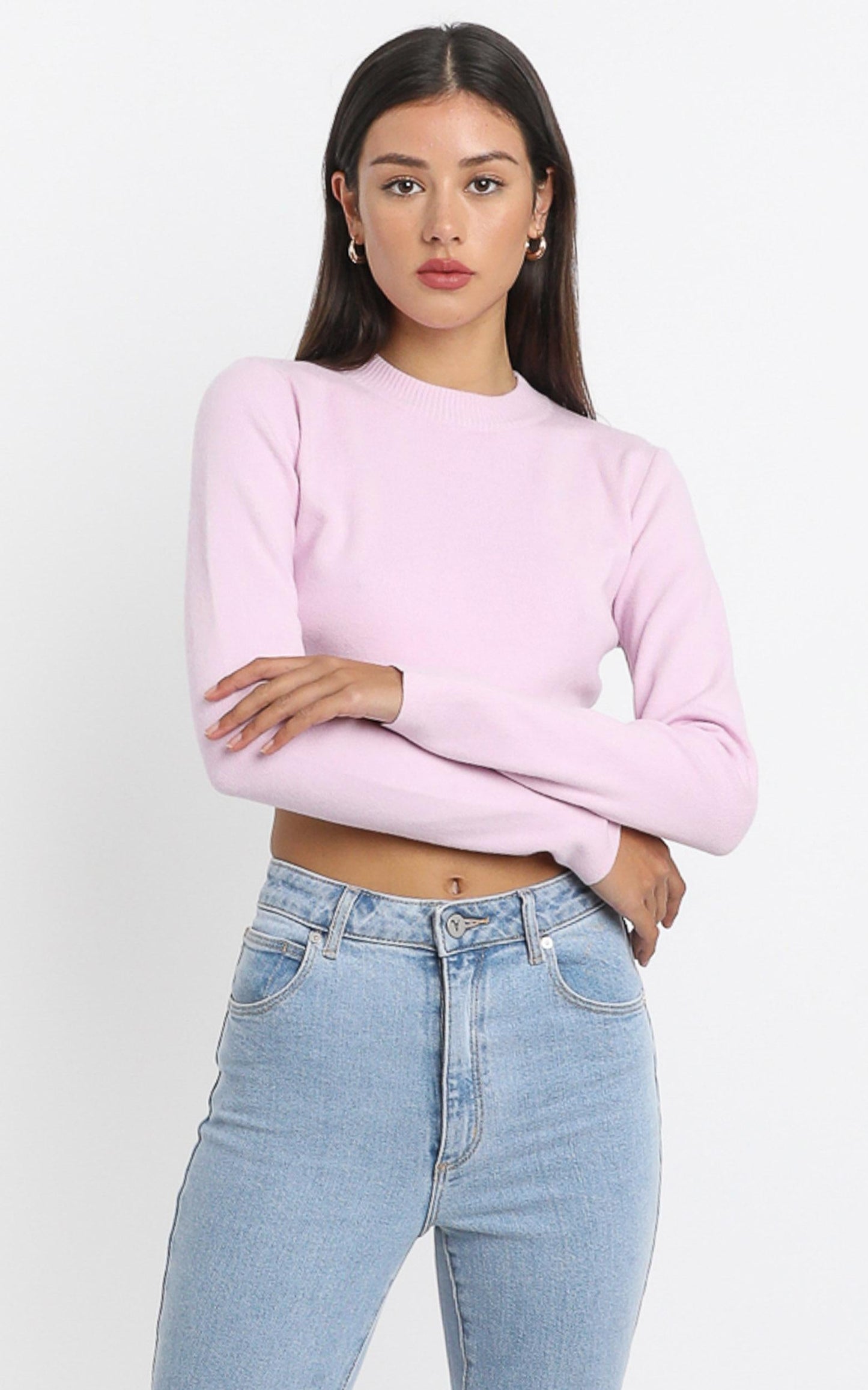 Model Off Duty Knit Top in Pink
