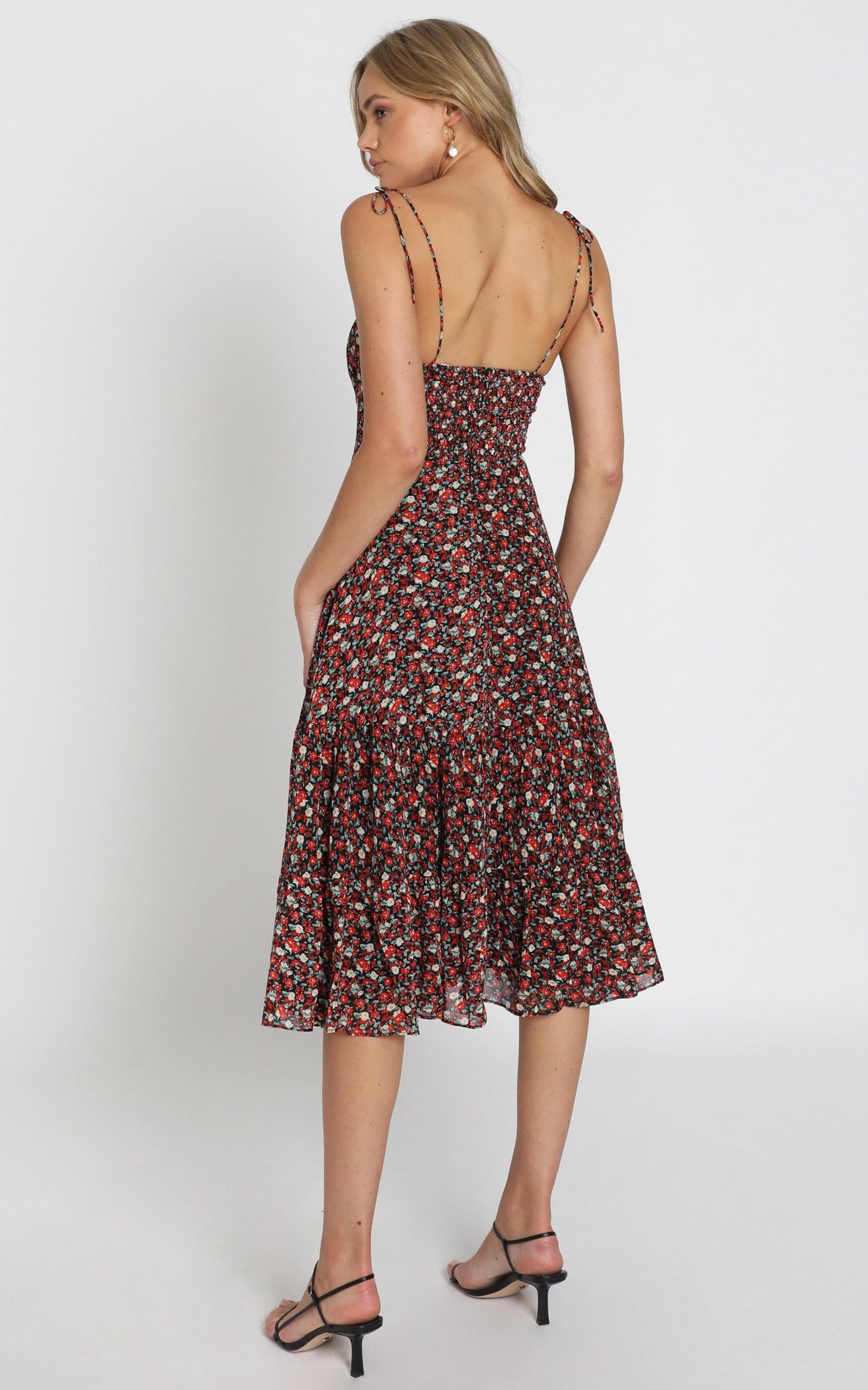 Monaco Sweetheart Midi Dress in Black Floral