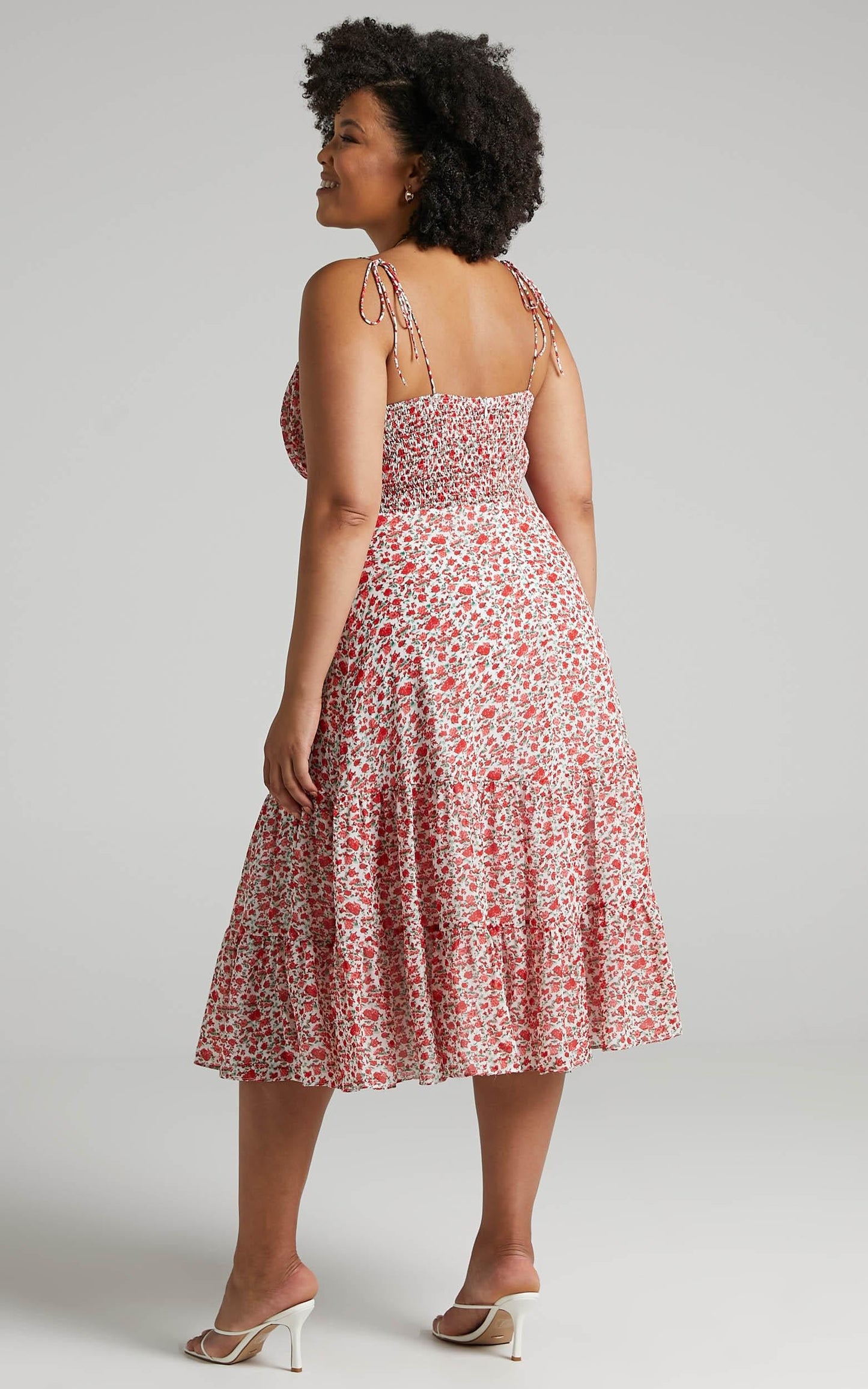 Monaco Sweetheart Midi Dress in White Floral