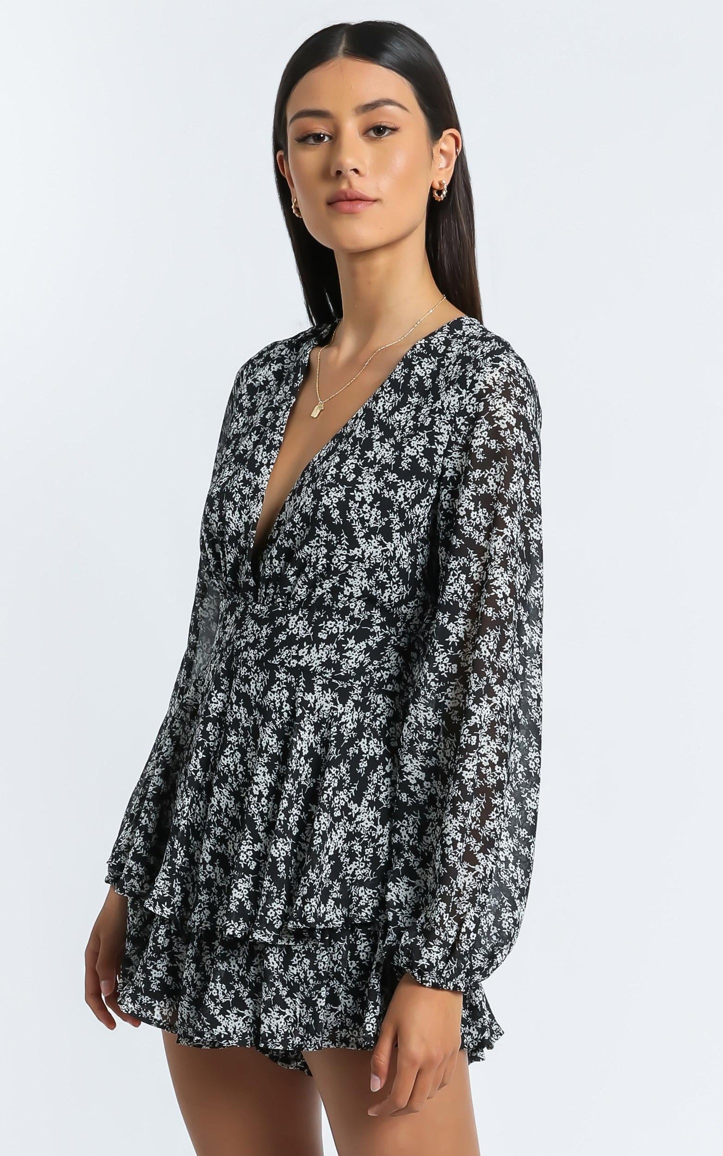 Monique Playsuit in black floral