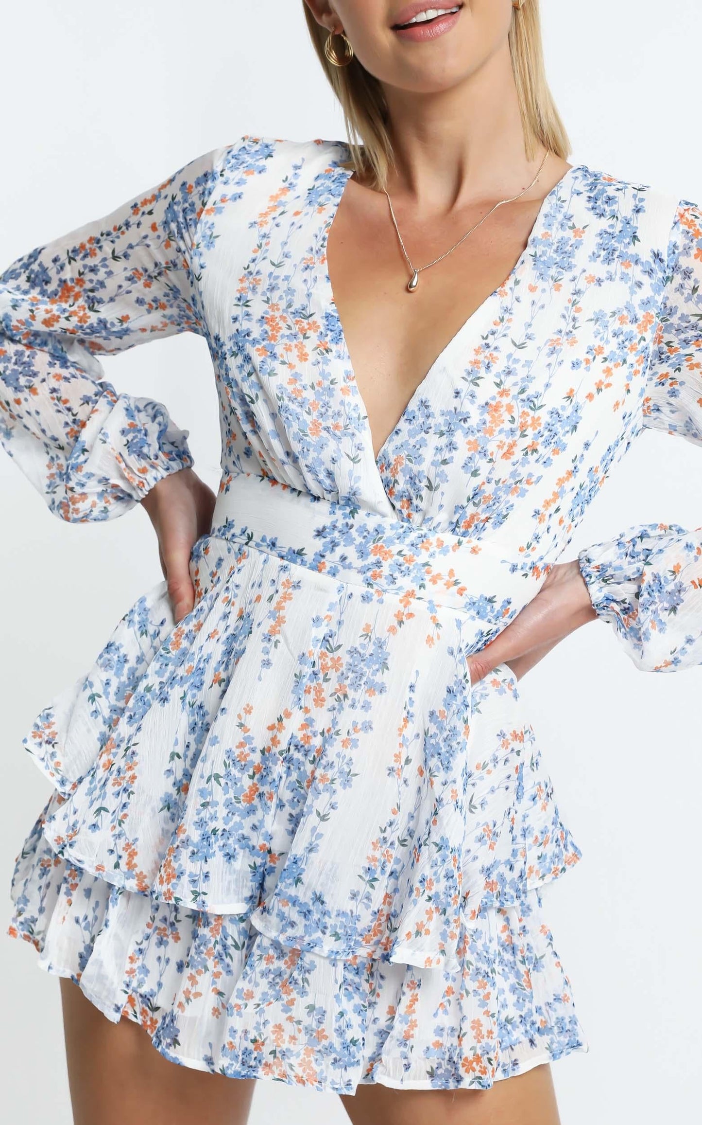 Monique Playsuit in White Floral
