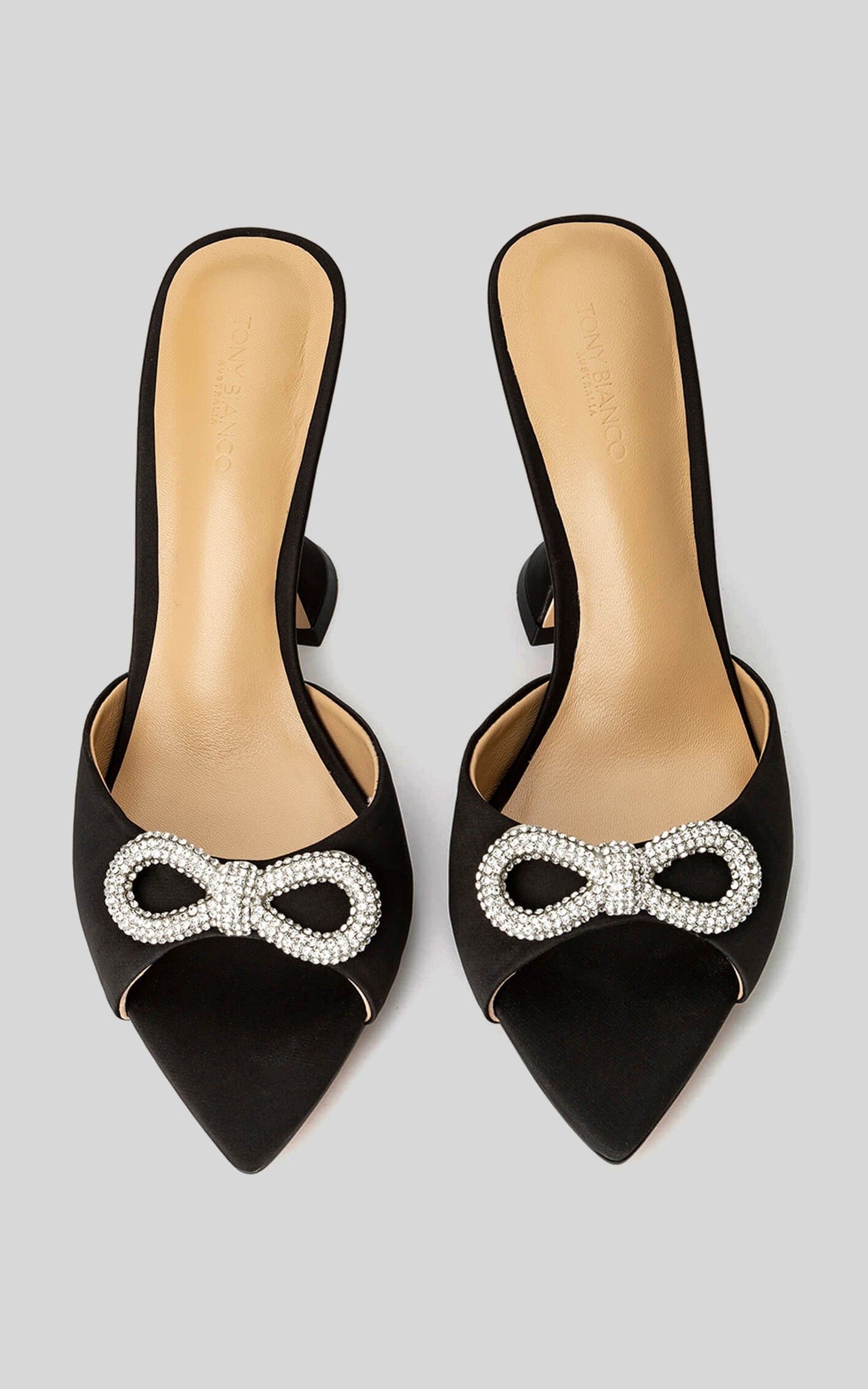 TONY BIANCO - MONTANA MULE in Black Satin