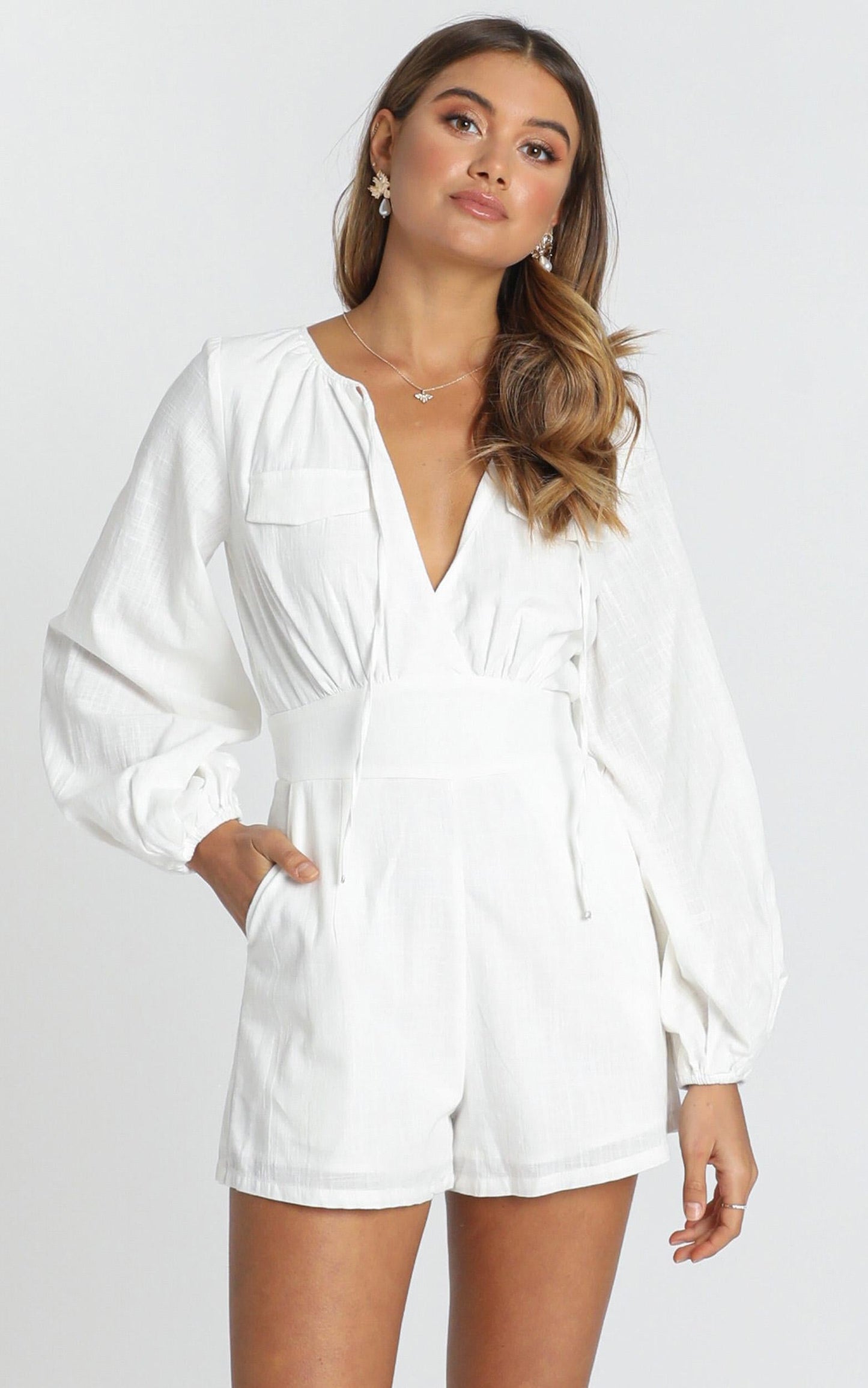 Moroccan Haze Playsuit In White