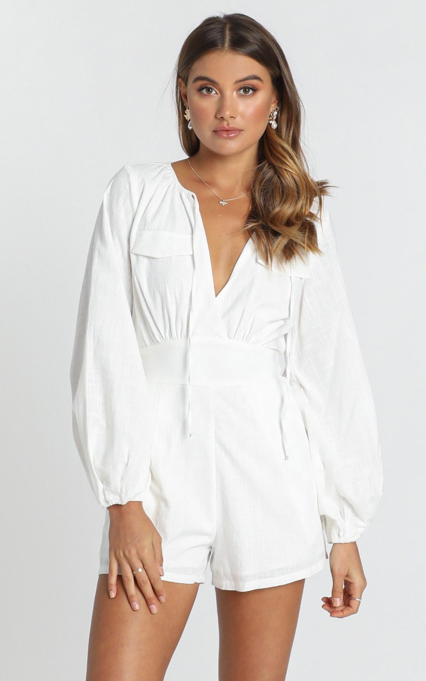 Moroccan Haze Playsuit In White
