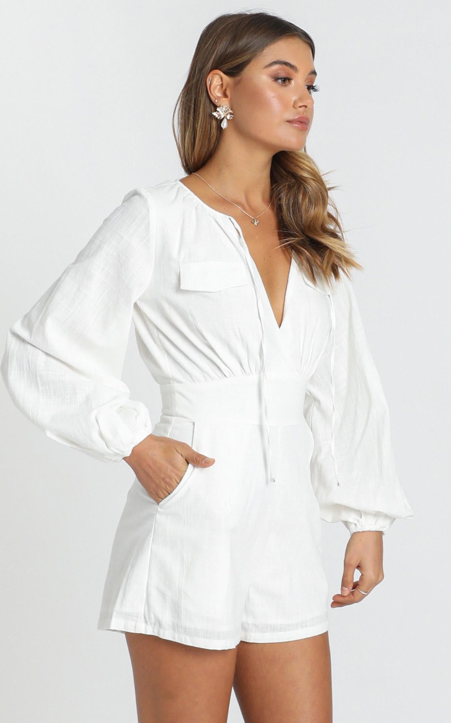 Moroccan Haze Playsuit In White