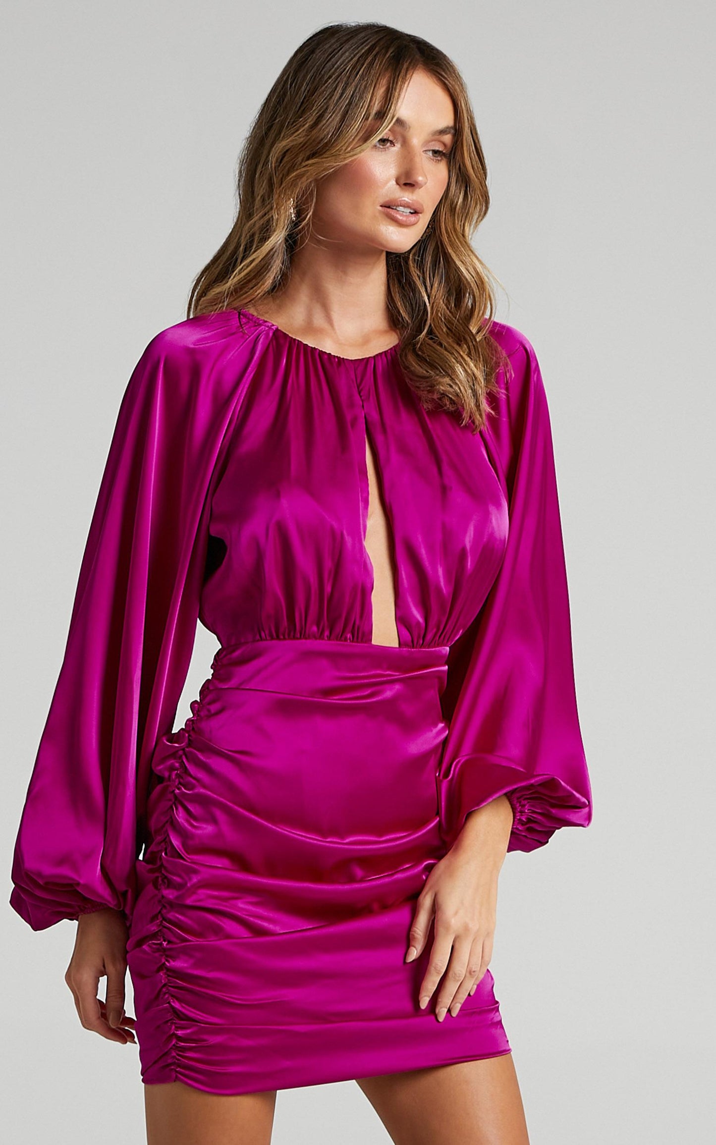Ata Dress in Mulberry Satin