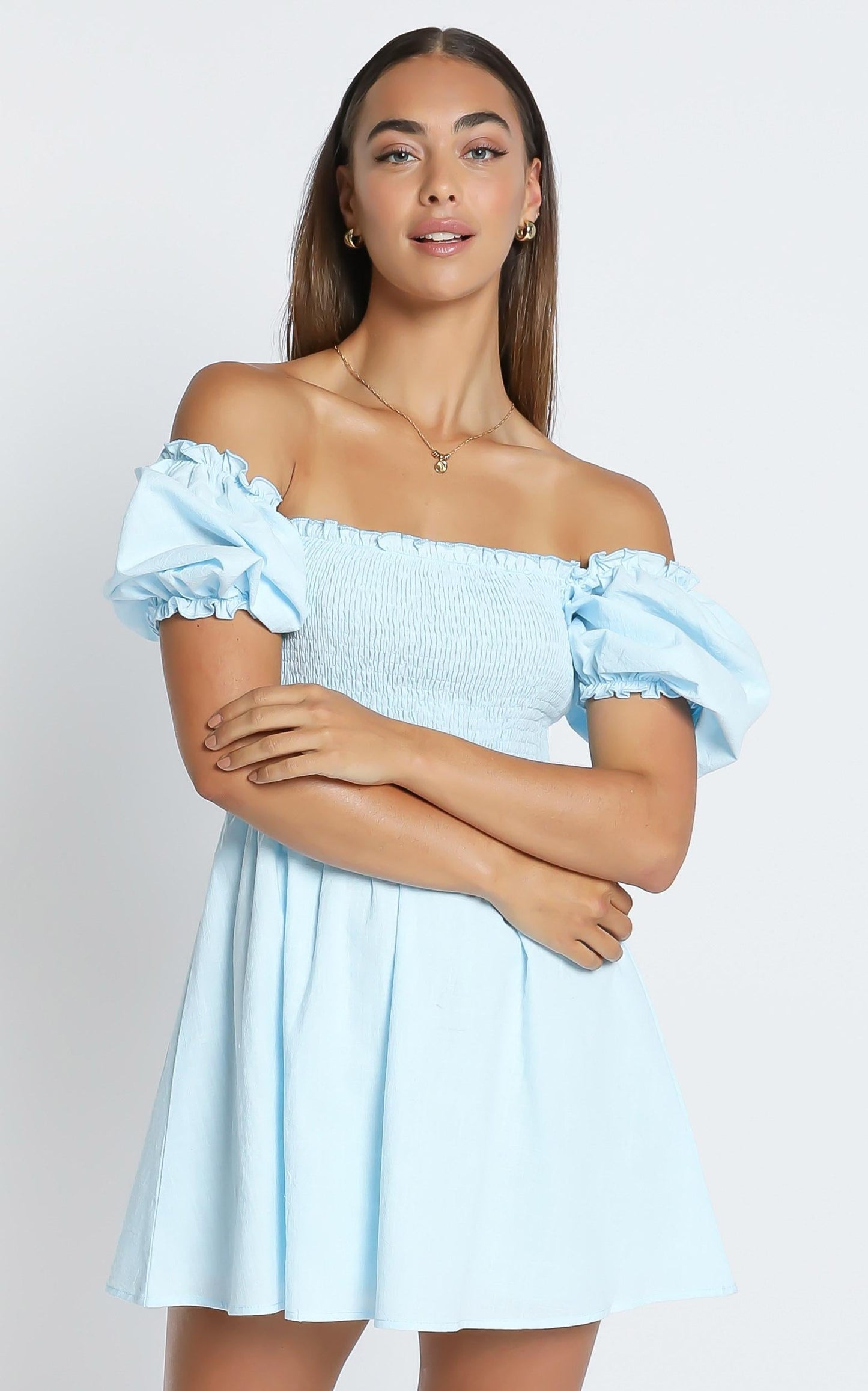 Mulberry Dress in Blue Linen Look